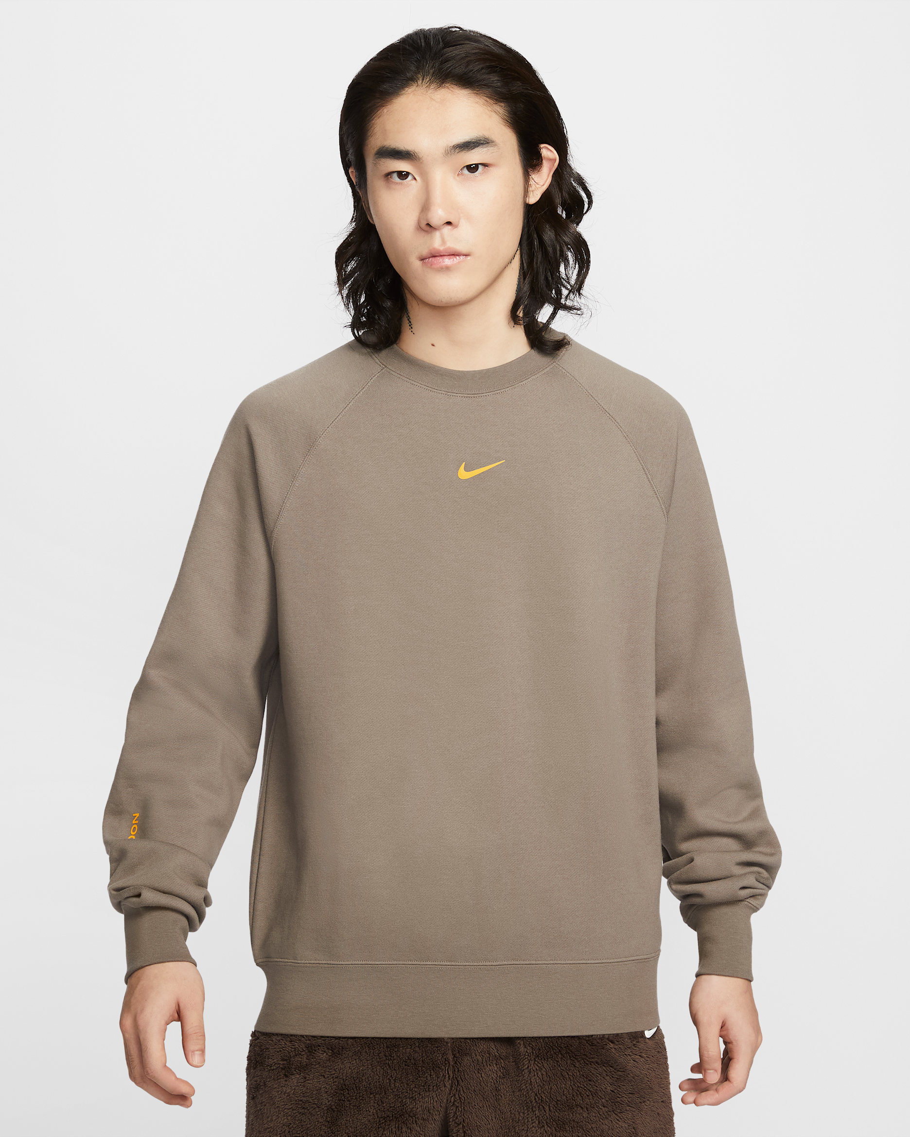 NOCTA Men's Fleece CS Crew - Olive Grey/Yellow Ochre