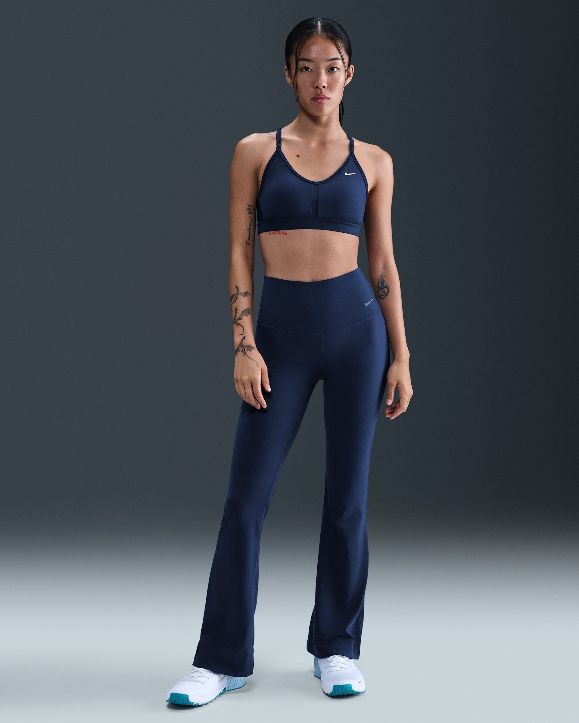 Nike Zenvy Women's High-Waisted Flared Leggings - Midnight Navy/Black