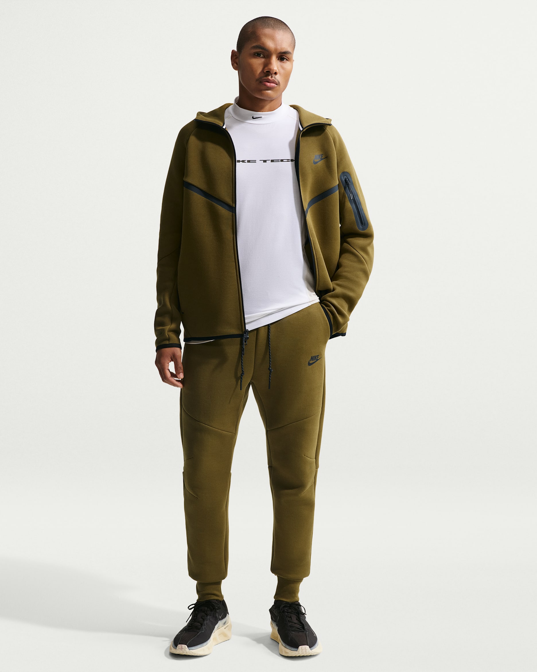Nike Tech Men's Fleece Joggers - Olive Flak/Black