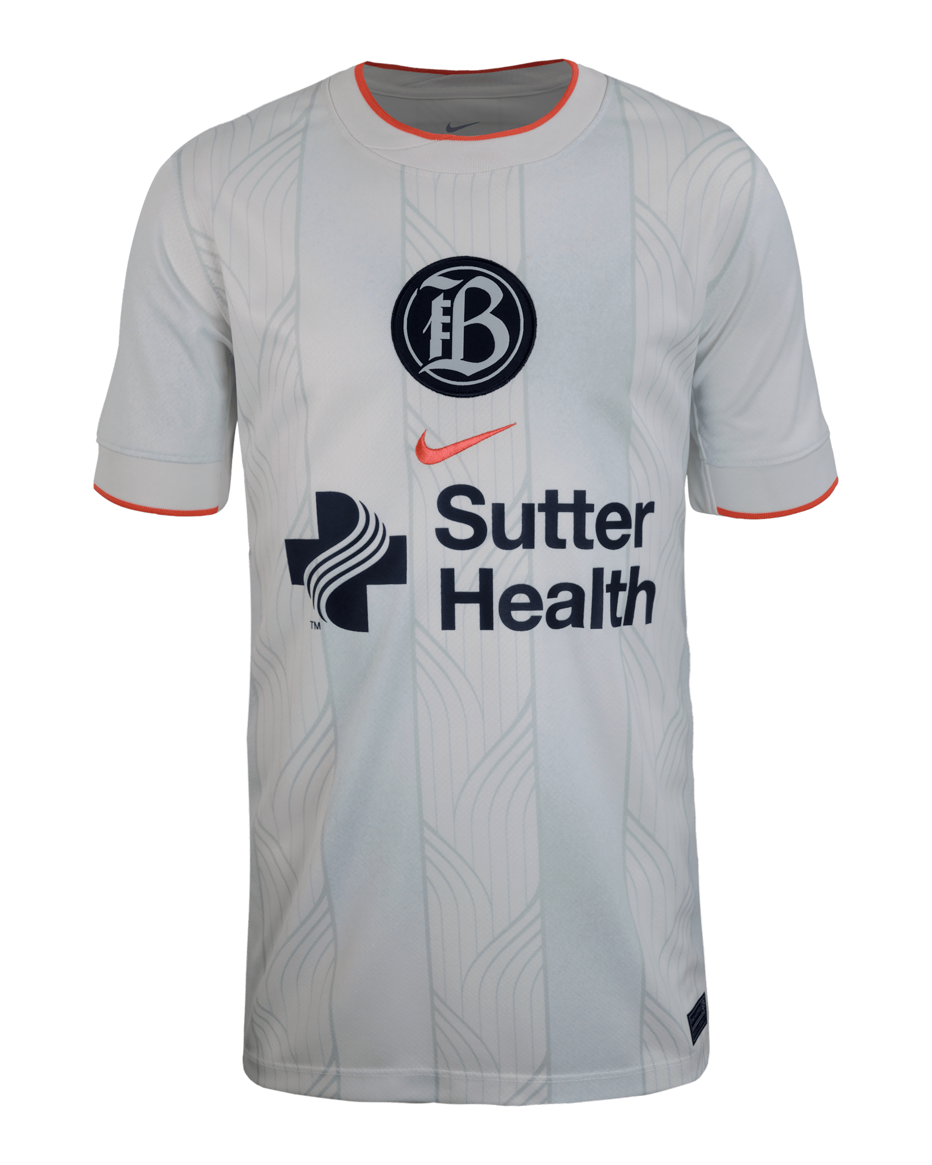 Jersey Nike Dri-FIT de la NWSL Replica del Bay FC local 2025 Stadium para niños talla grande - Blanco/Plata noche