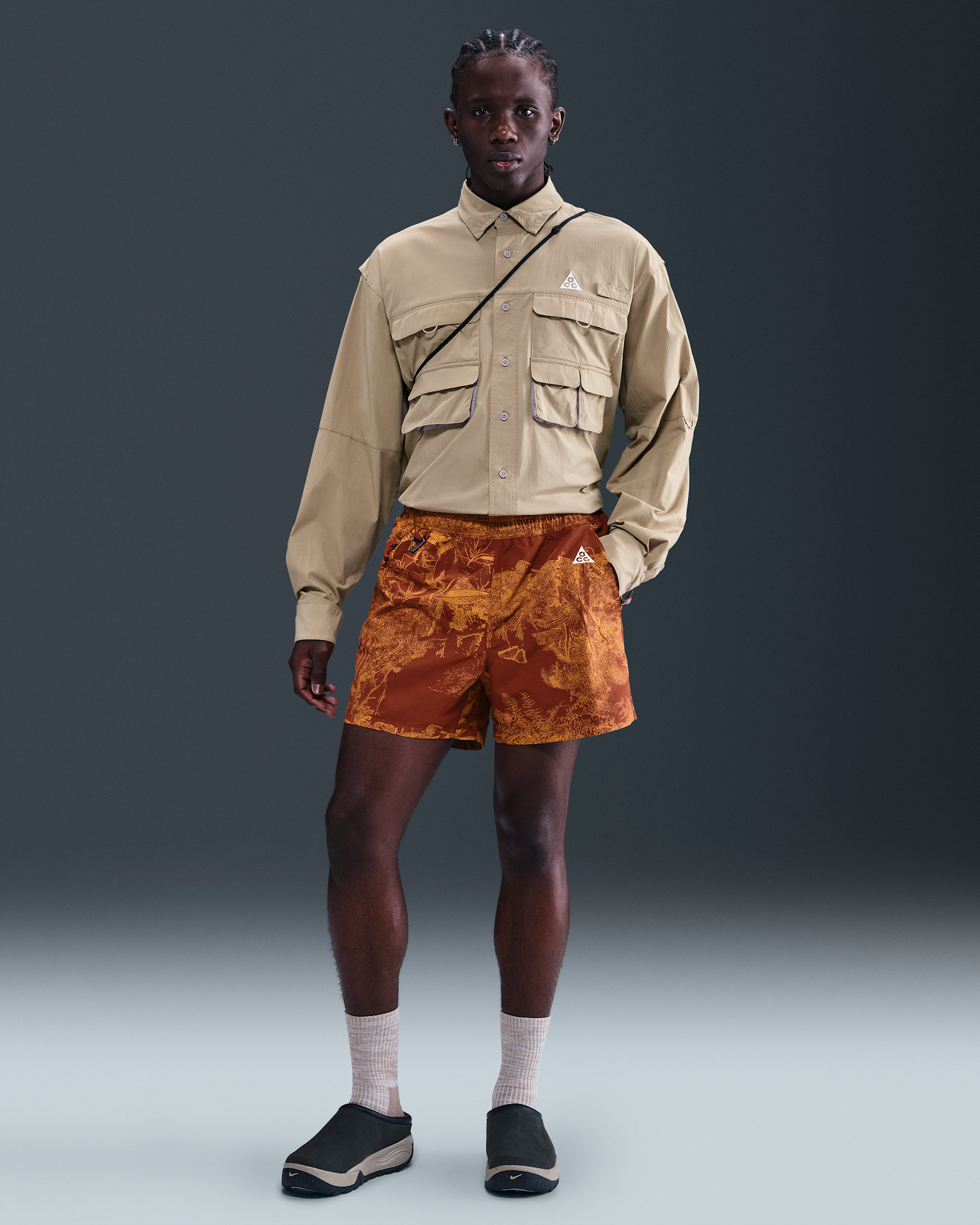 Nike ACG "Reservoir Goat" Men's Print Shorts - Cinnamon/Picante Red/Summit White