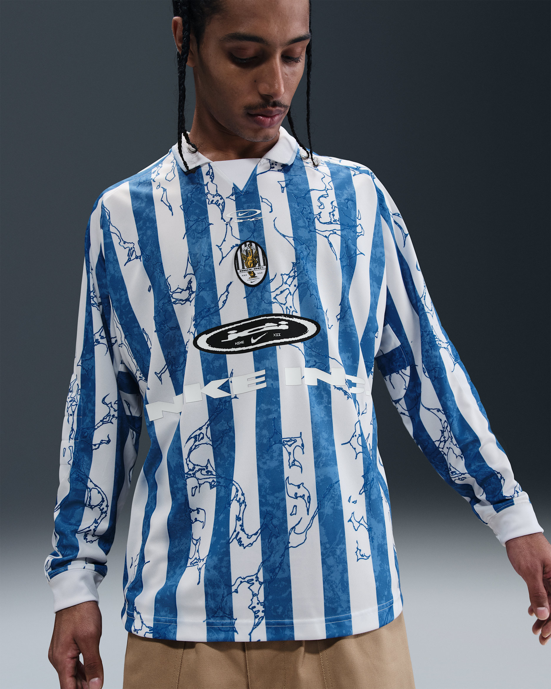 나이키 에어 남성 긴팔 저지 - 사이킥 블루/라이트 아머리 블루/화이트