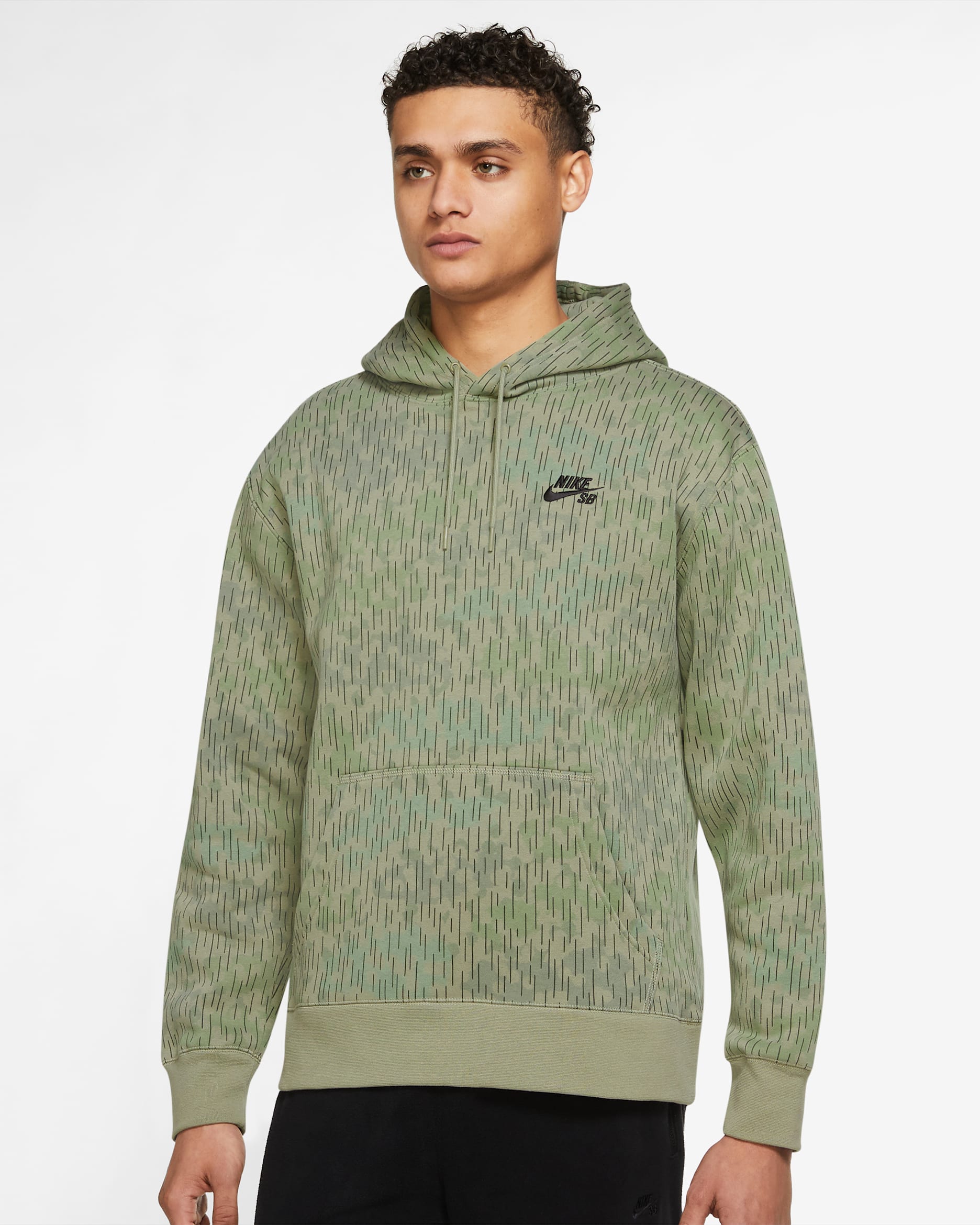 Nike SB Camo Skate Hoodie - Light Army/Black