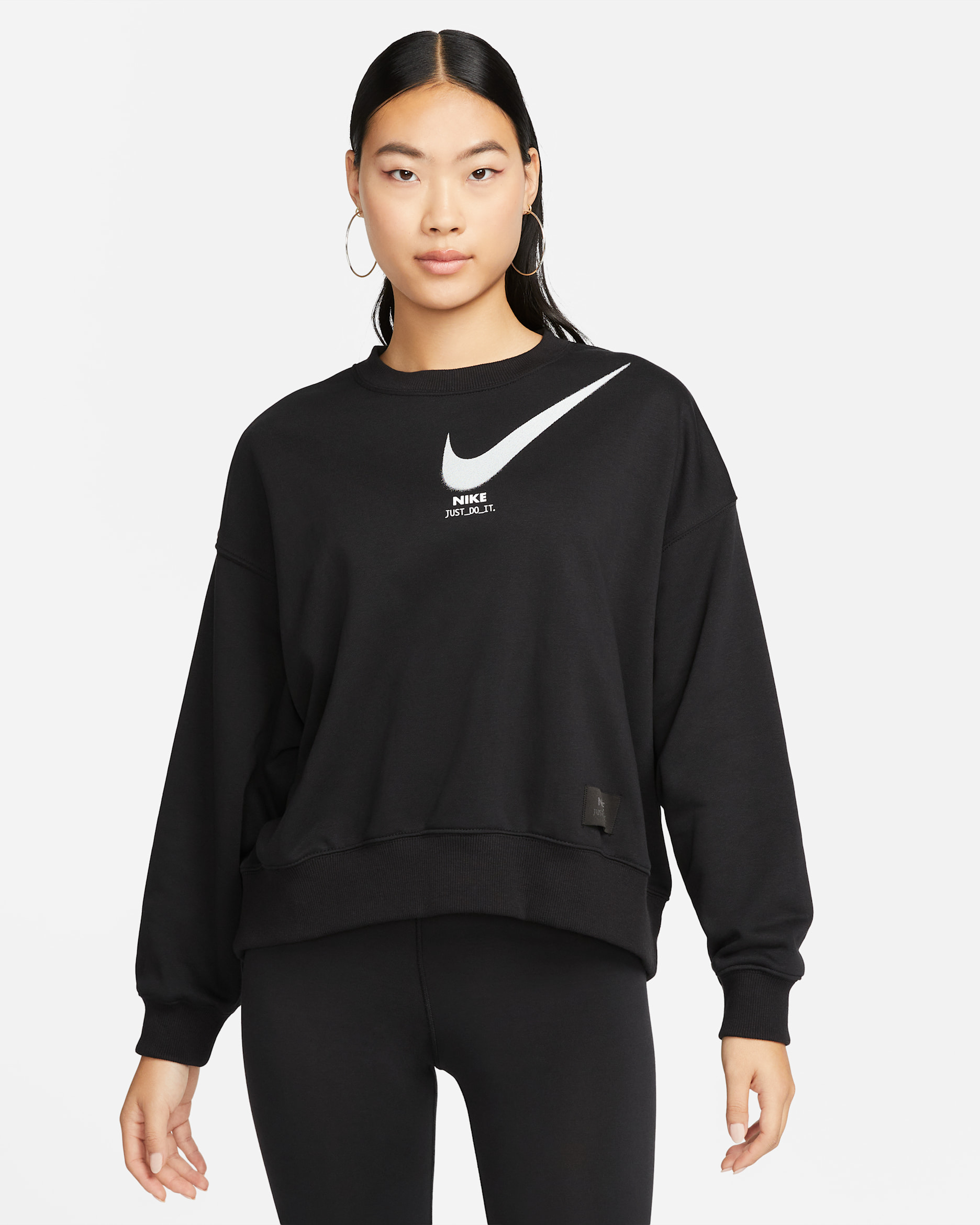 Nike Sportswear City Utility Women's Over-Oversized French Terry Crew-Neck Sweatshirt - Black/White