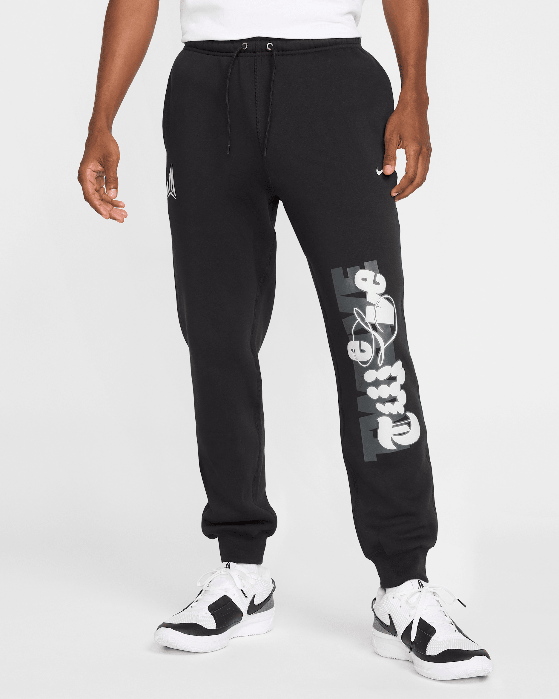 Ja Men's Fleece Basketball Jogger Pants - Black/Light Silver