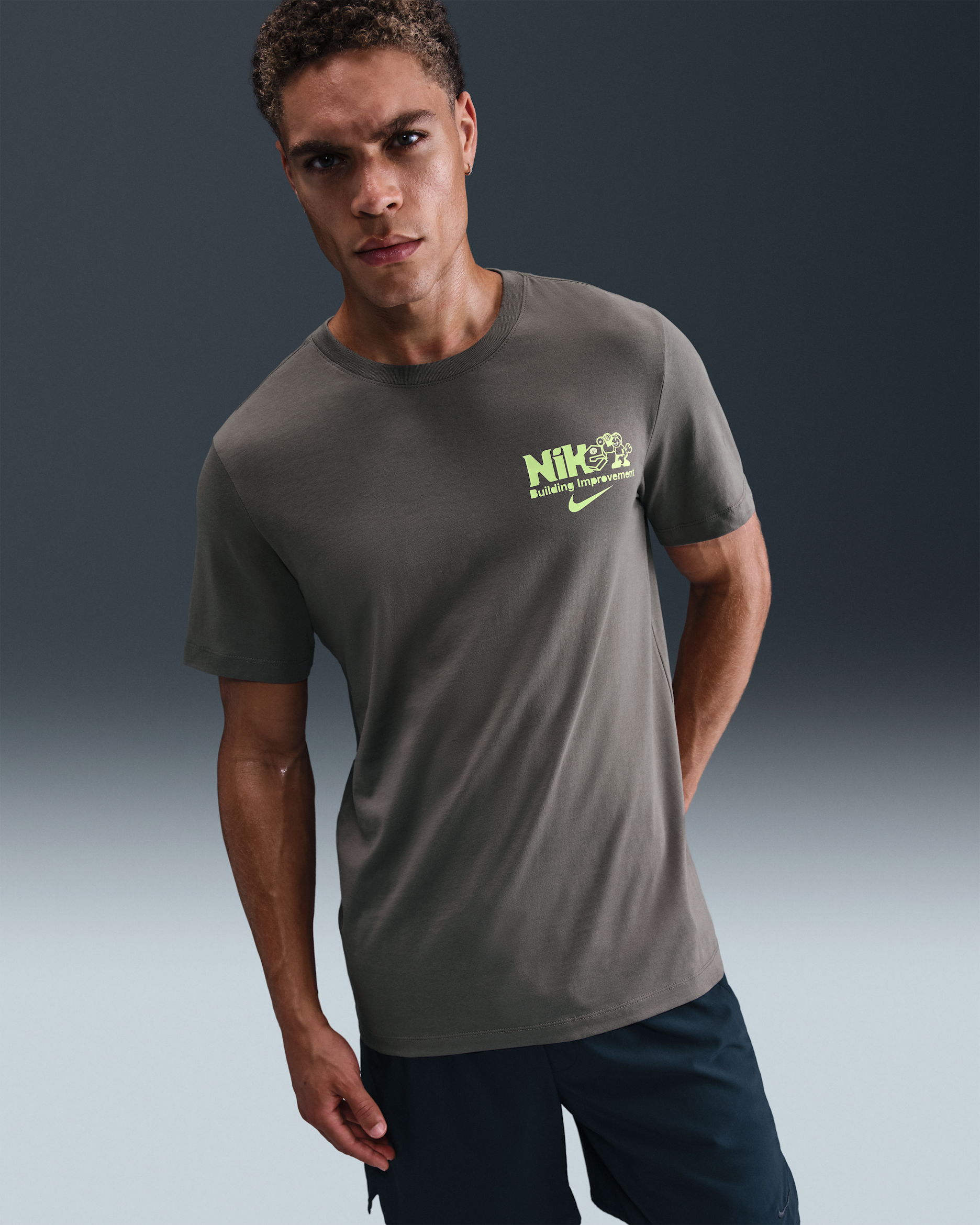Nike Men's T-Shirt - Cave Stone/Light Lemon Twist