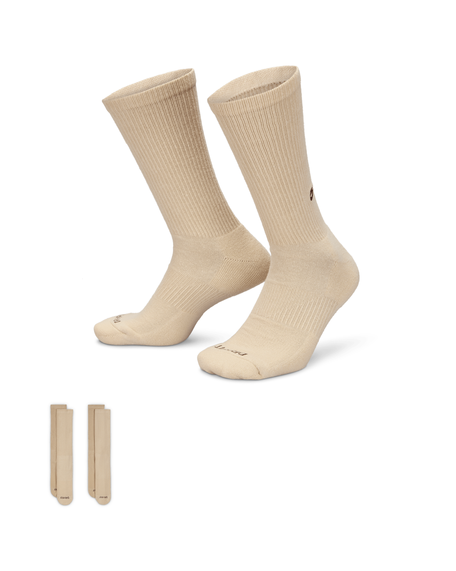 Nike Everyday Cushioned Crew Socks (2 Pairs) - Sand Drift/Earth
