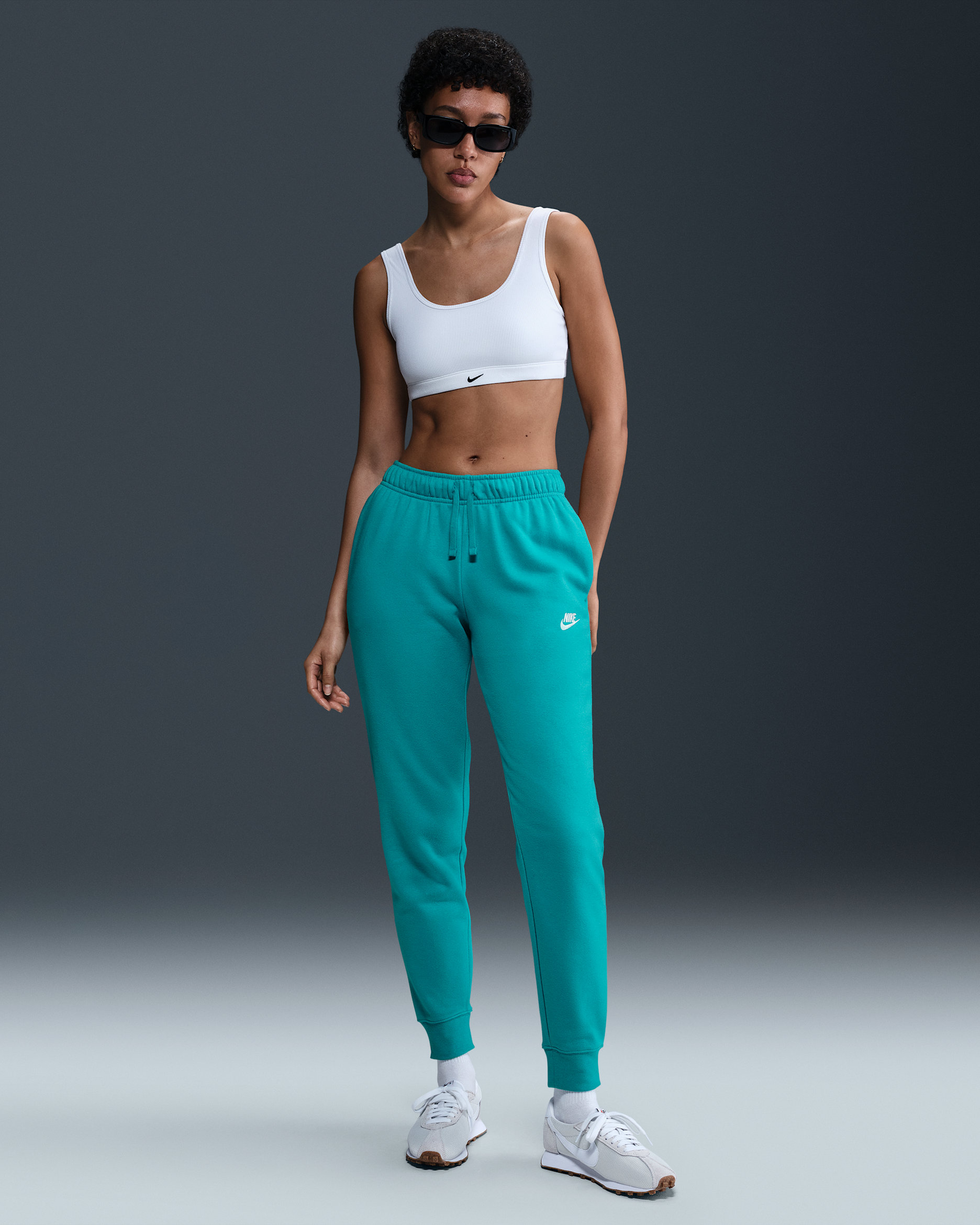 Nike Sportswear Club Fleece Women's Mid-Rise Joggers - Dusty Cactus/White