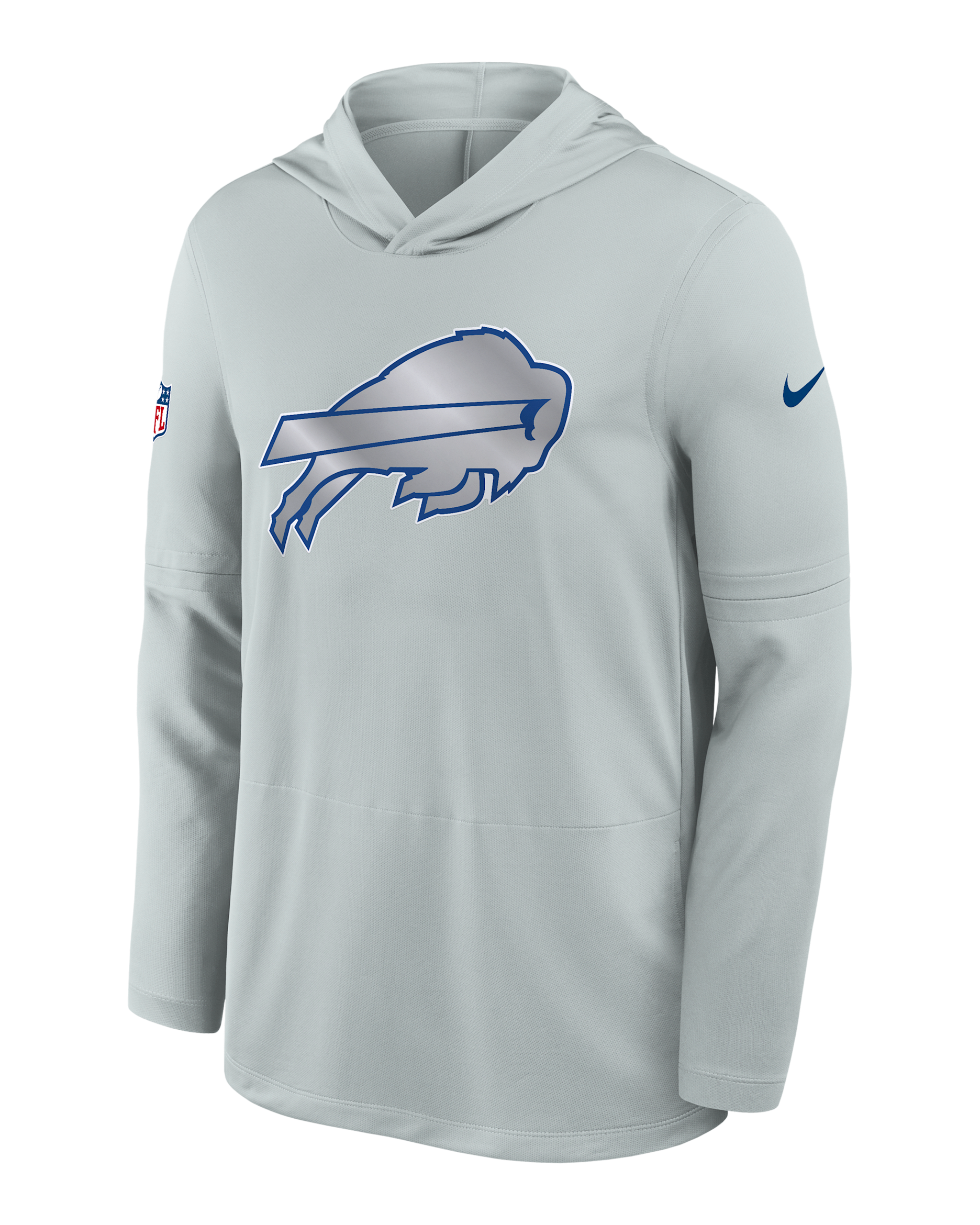 Buffalo Bills Rivalries Collection Sideline Men's Nike Dri-FIT NFL Long-Sleeve Hooded Top - Silver