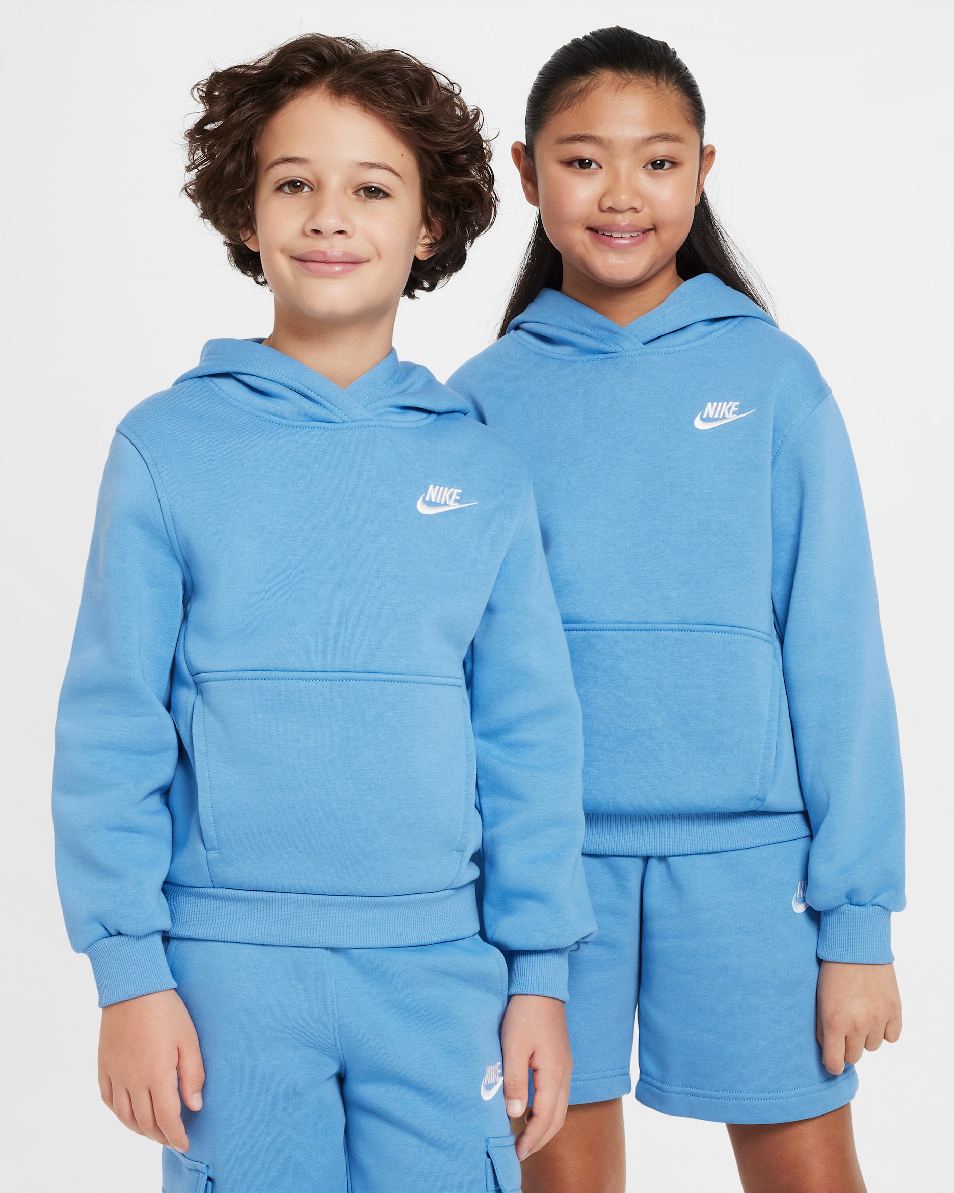 Sudadera con gorro sin cierre para niños talla grande Nike Sportswear Club Fleece - Azul extremo/Blanco