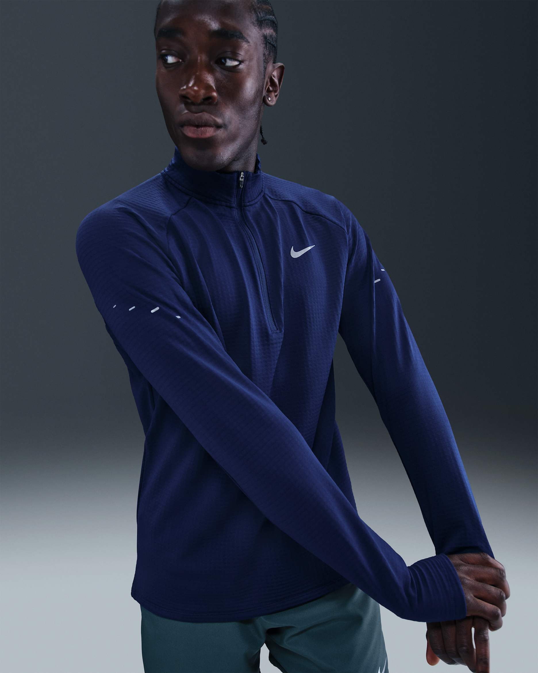 Nike Stride winterfestes Therma-FIT Repel Laufoberteil mit Halbreißverschluss (Herren) - Blue Void