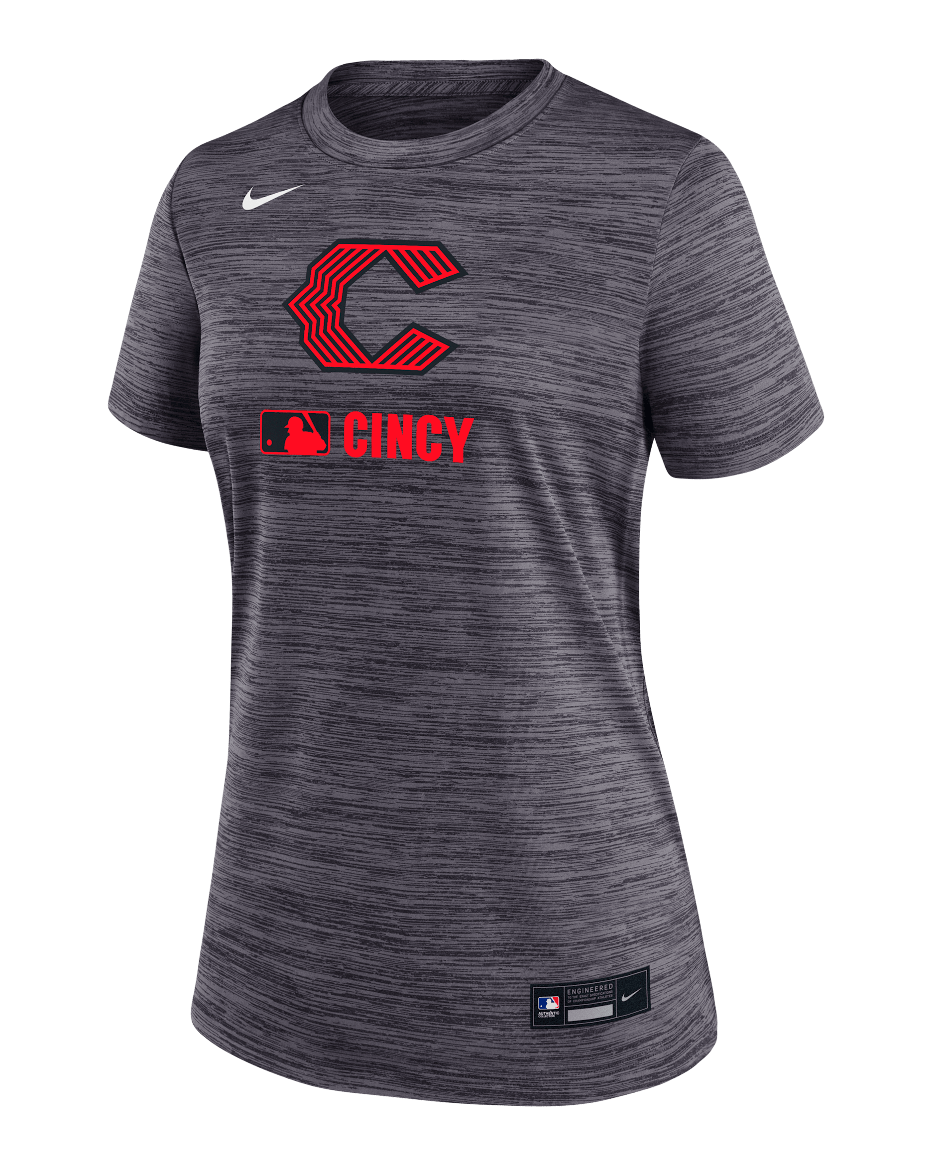Cincinnati Reds Authentic Collection City Connect Velocity Women's Nike Dri-FIT MLB T-Shirt - Black