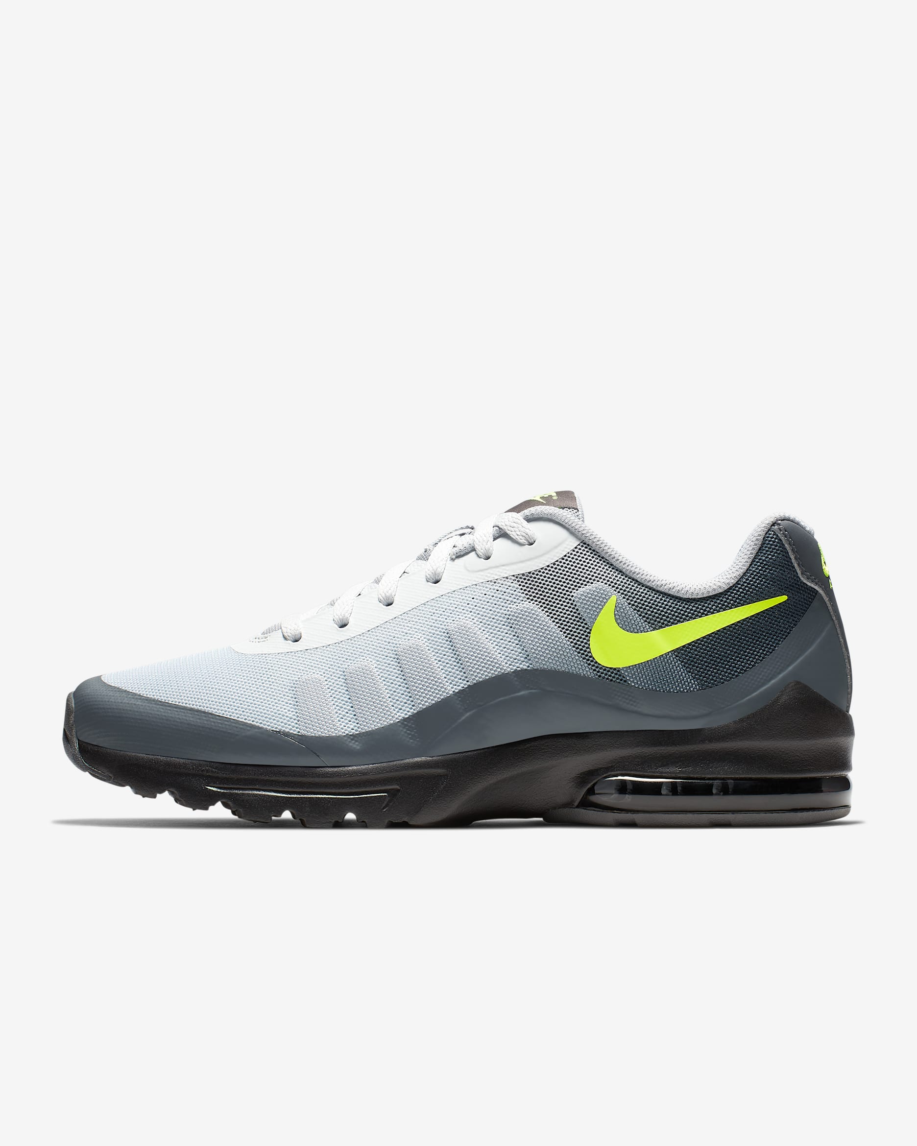 Tenis para hombre Nike Air Max Invigor - Negro/Gris oscuro/Gris azulado/Volt