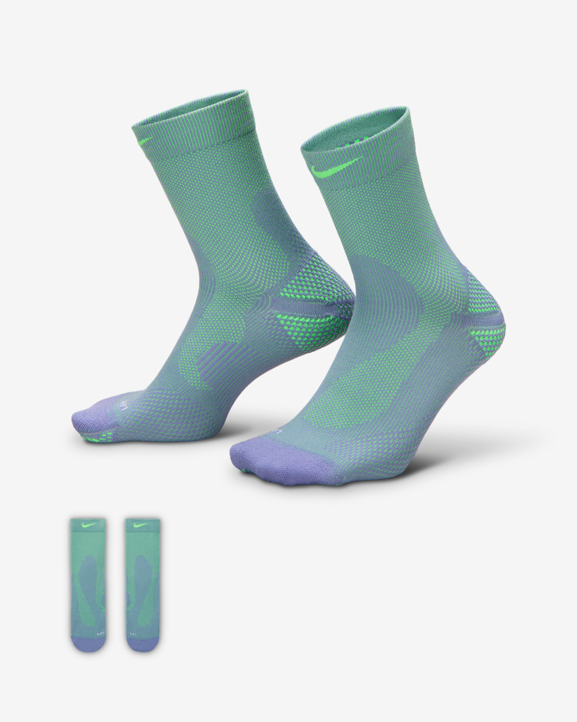 Chaussettes mi-mollet basses Nike Running Lightweight (1 paire) - Iron Purple/Voltage Green/Pure Platinum/Voltage Green