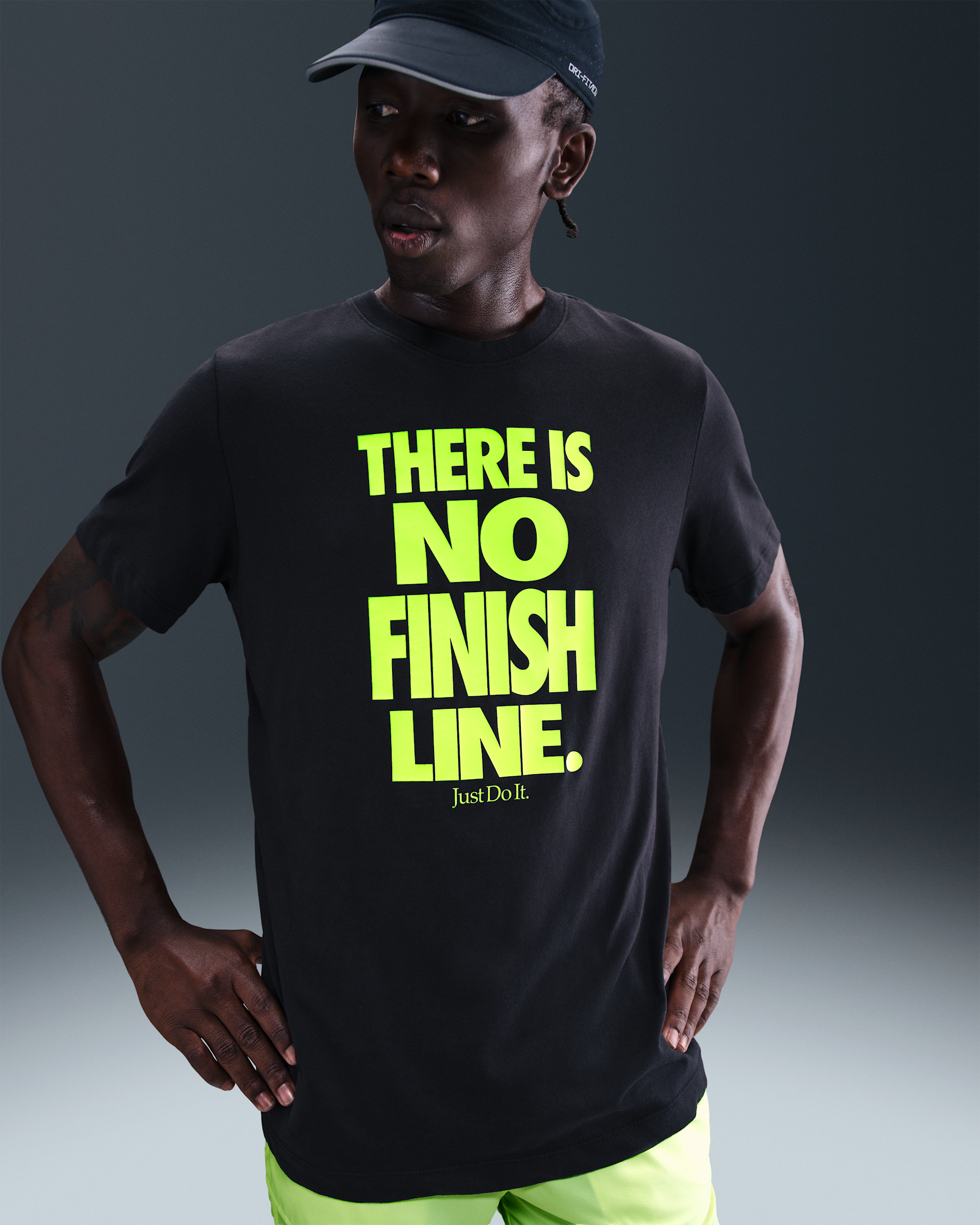 Nike Men's Dri-FIT Running T-Shirt - Black/Volt