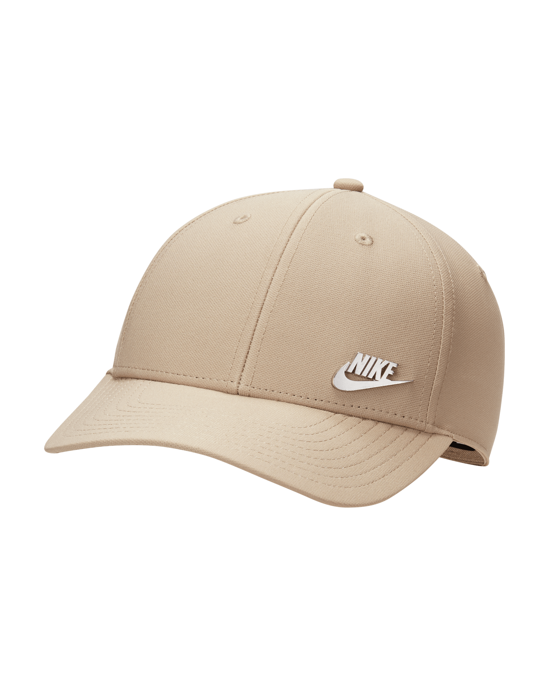 Nike Dri-FIT Club Structured Metal Logo Cap - Khaki/Metallic Silver