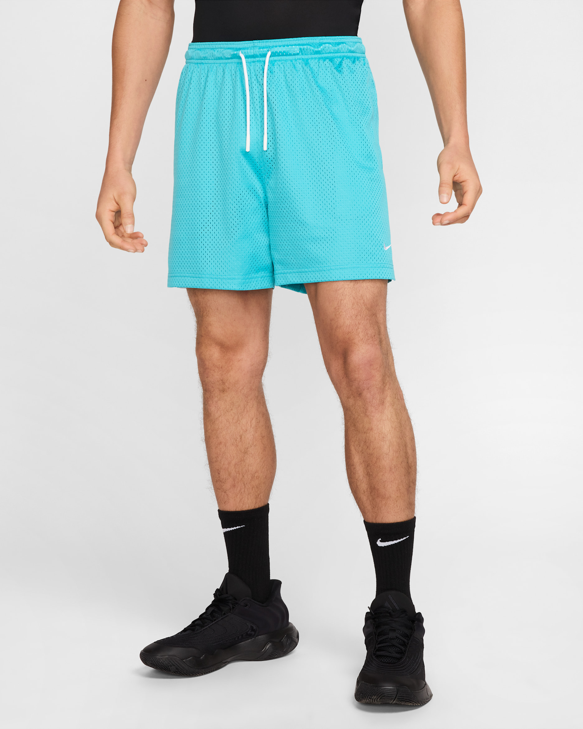 Shorts de básquetbol Nike de malla Dri-FIT de 13 cm para hombre - Cactus empolvado/Blanco