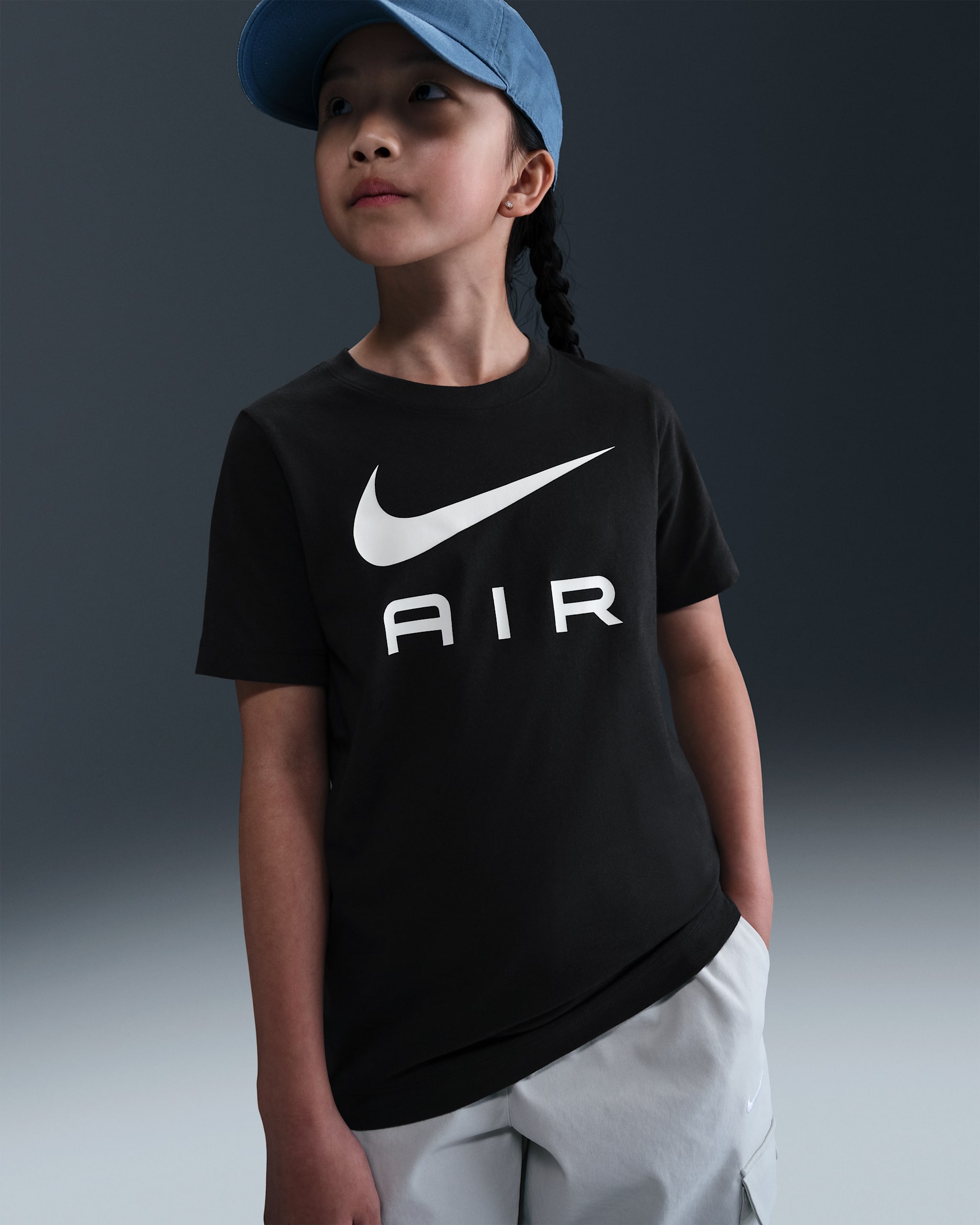 Playera para niños talla grande Nike Air - Negro