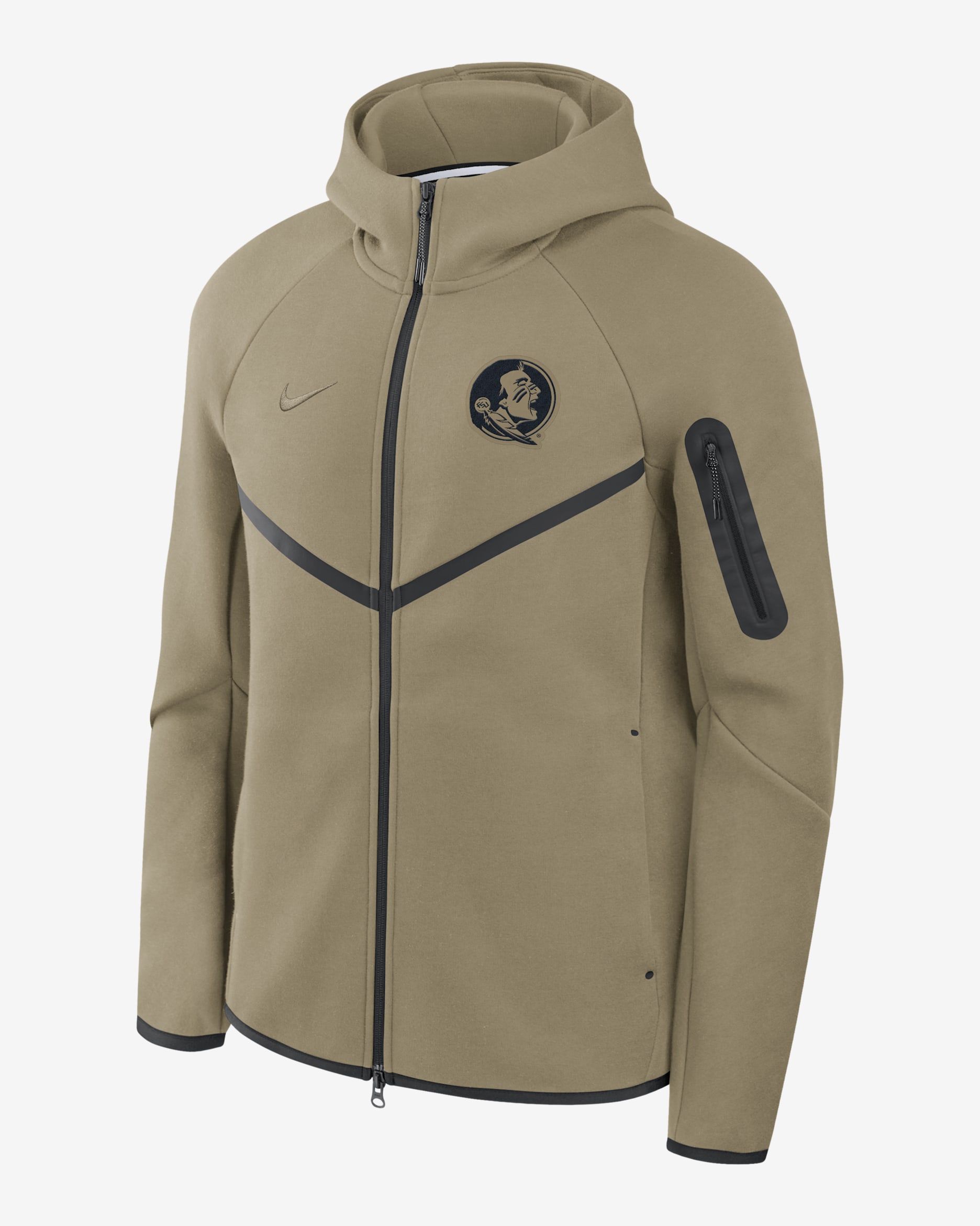 Florida State Tech Fleece Windrunner Men's Nike College Full-Zip Hooded Jacket - Olive