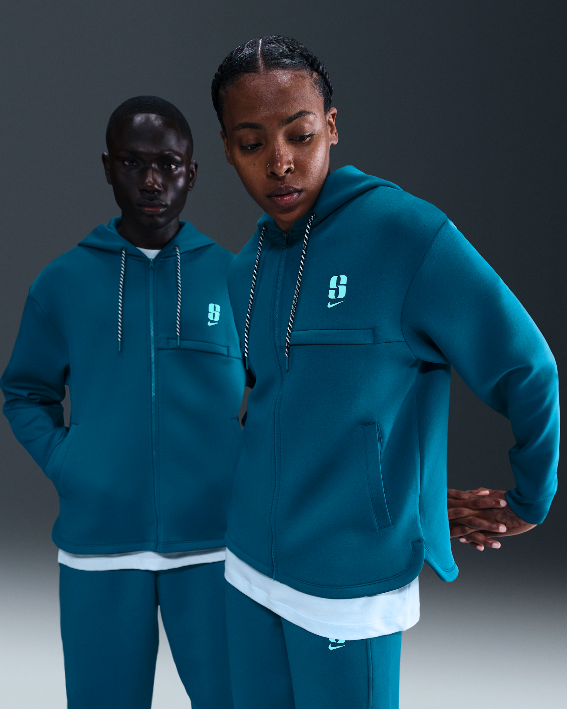 Sabrina Dri-FIT Loose Full-Zip Basketball Hoodie - Blue Force/Glacier Blue/Glacier Blue