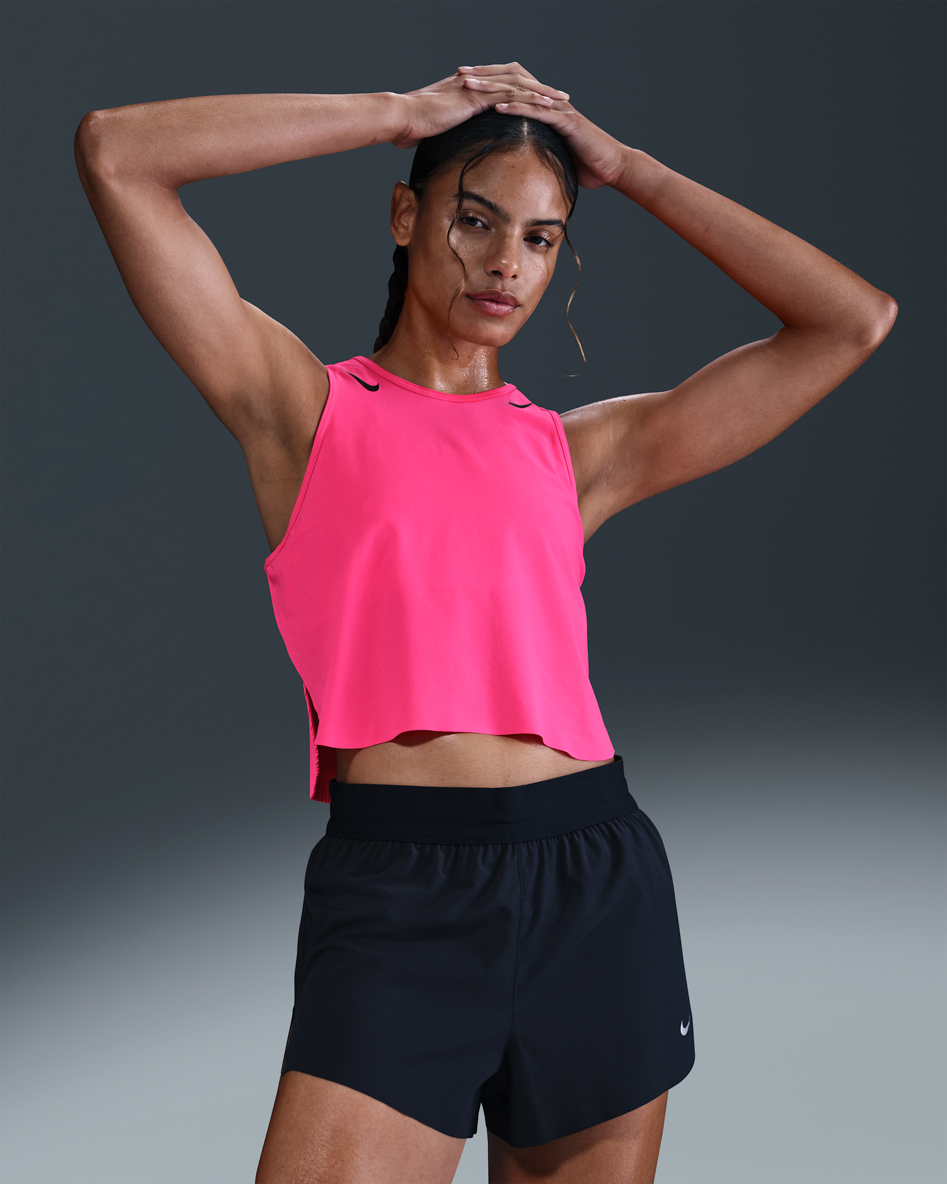 Nike AeroSwift Women's Dri-FIT ADV Cropped Running Tank Top - Hyper Pink/Black
