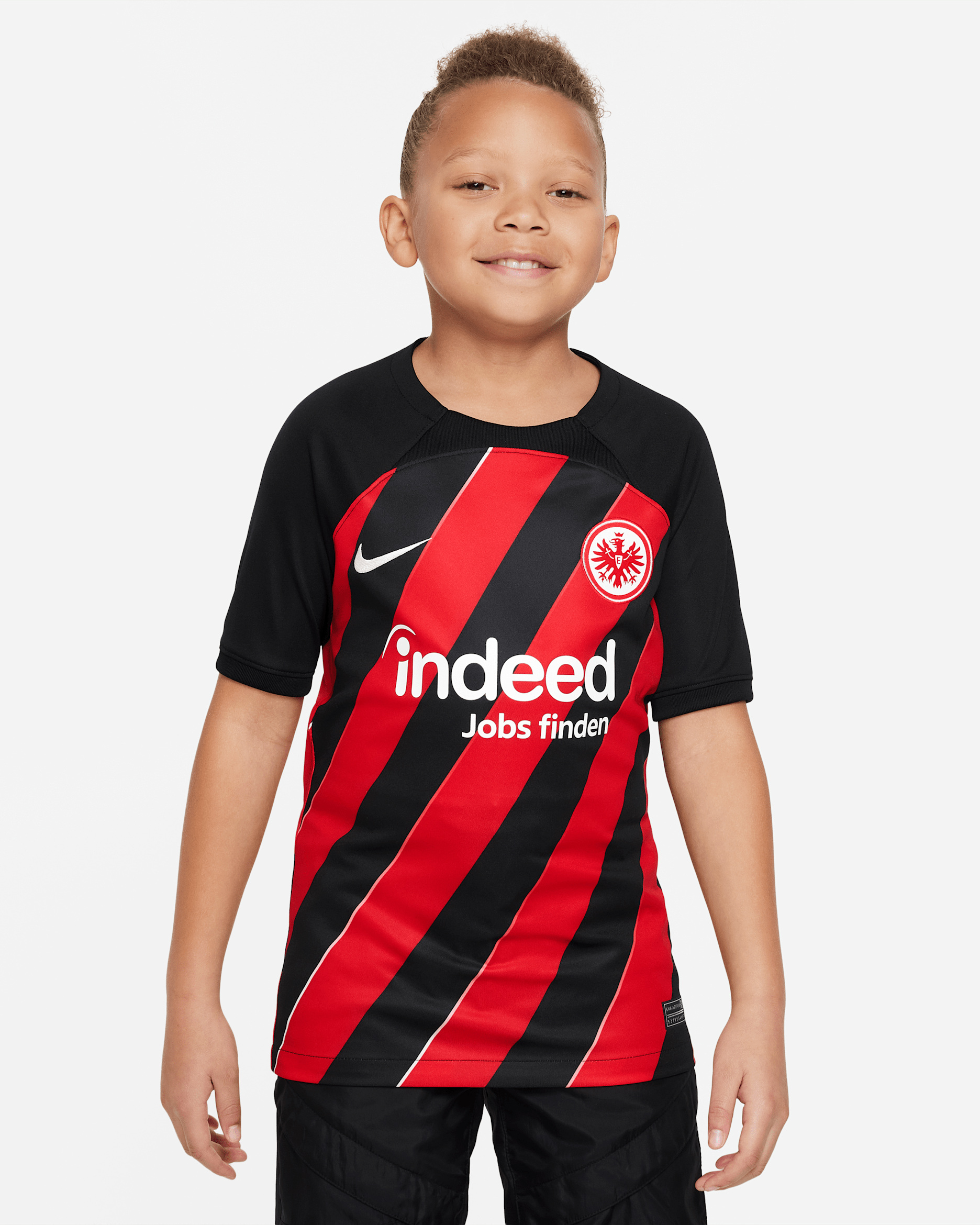 Primera equipación Stadium Eintracht de Fráncfort 2023/24 Camiseta de fútbol Nike Dri-FIT - Niño/a - Negro/University Red/Blanco