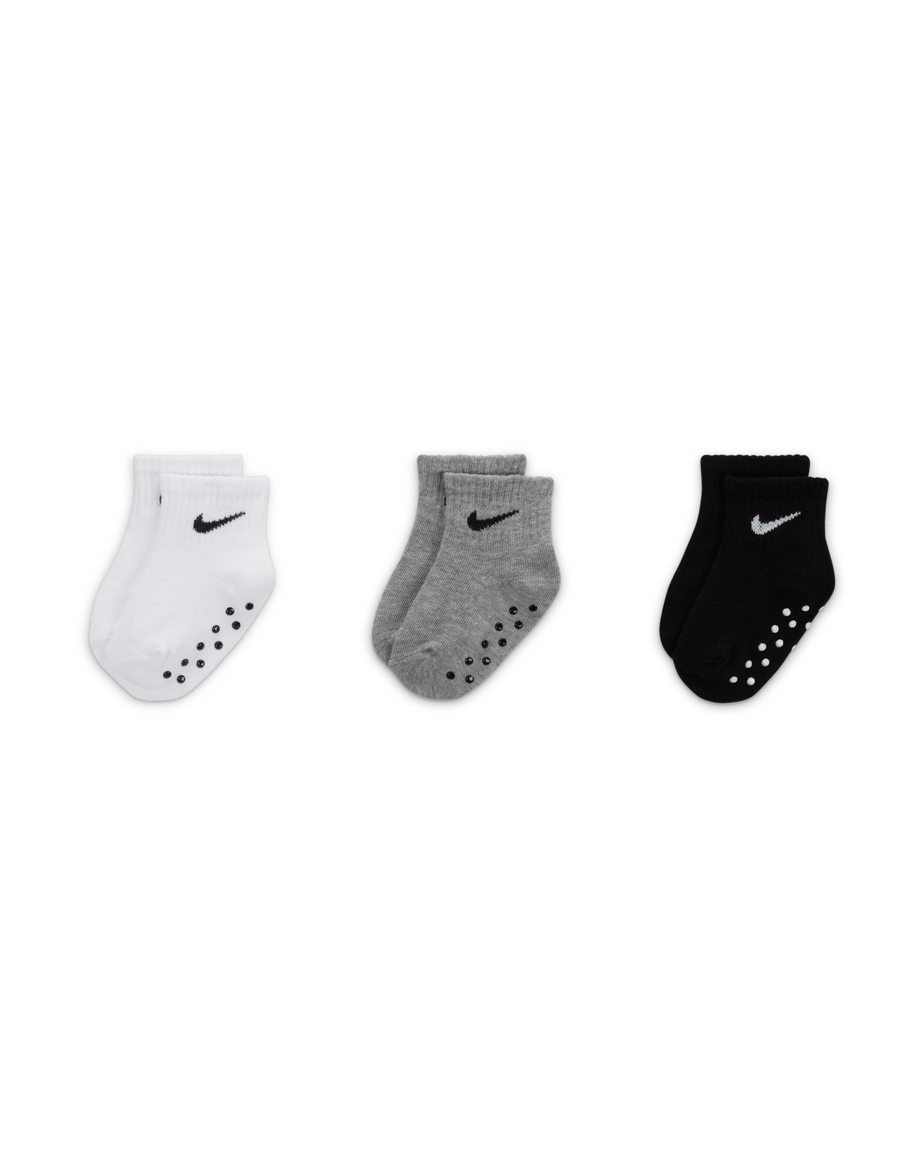 Nike Baby Swoosh Ankle Gripper Socks (3-Pairs) - Dark Grey Heather