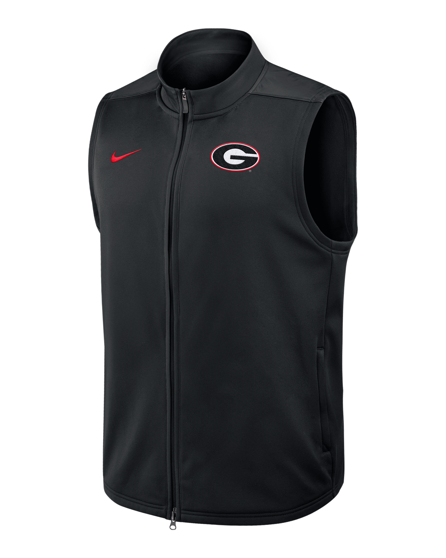 Chaleco universitario Nike Therma-FIT de cierre completo para hombre Georgia Victory - Negro