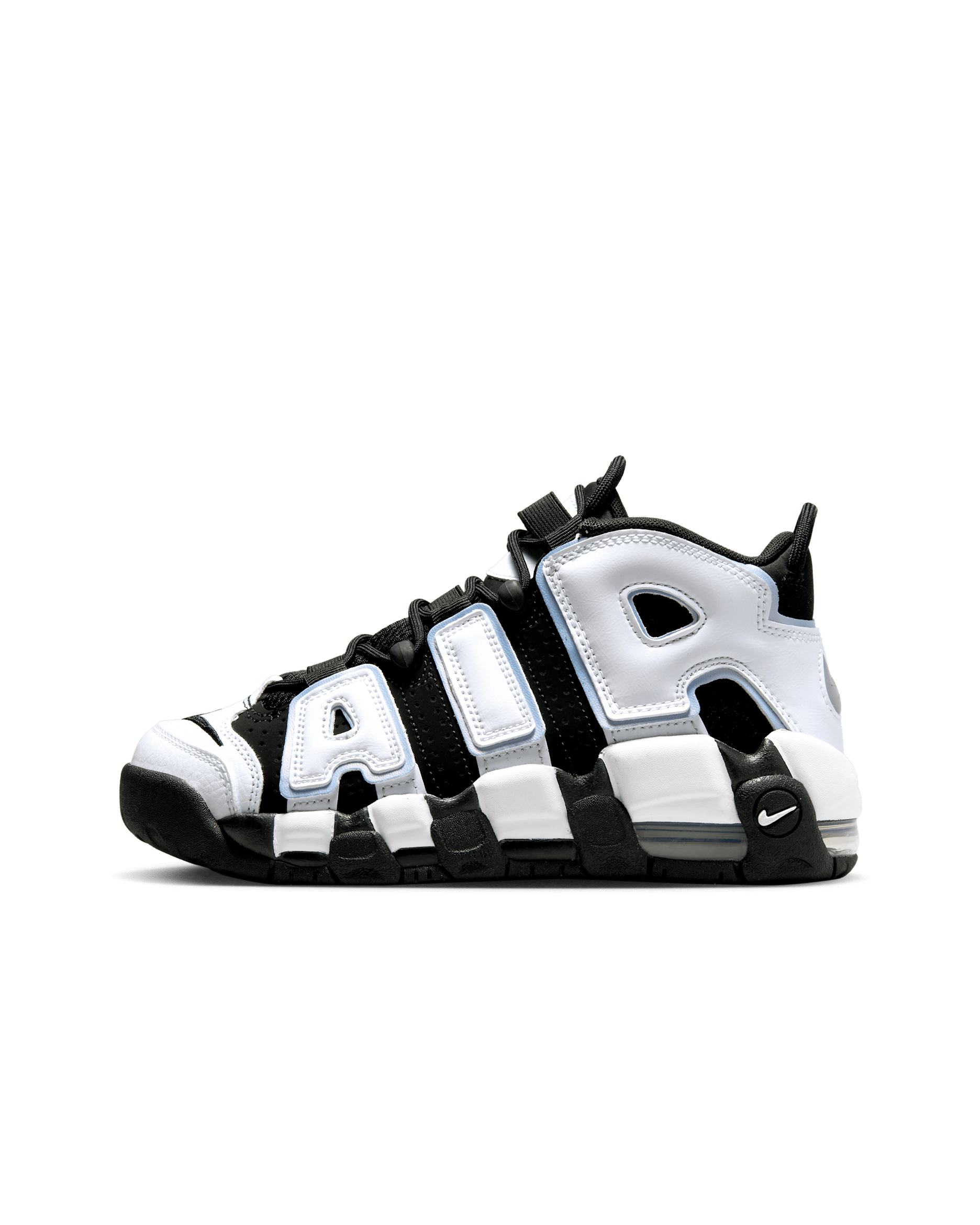 Nike Air More Uptempo Big Kids' Shoes - Black/Multi-Color/Cobalt Bliss/White