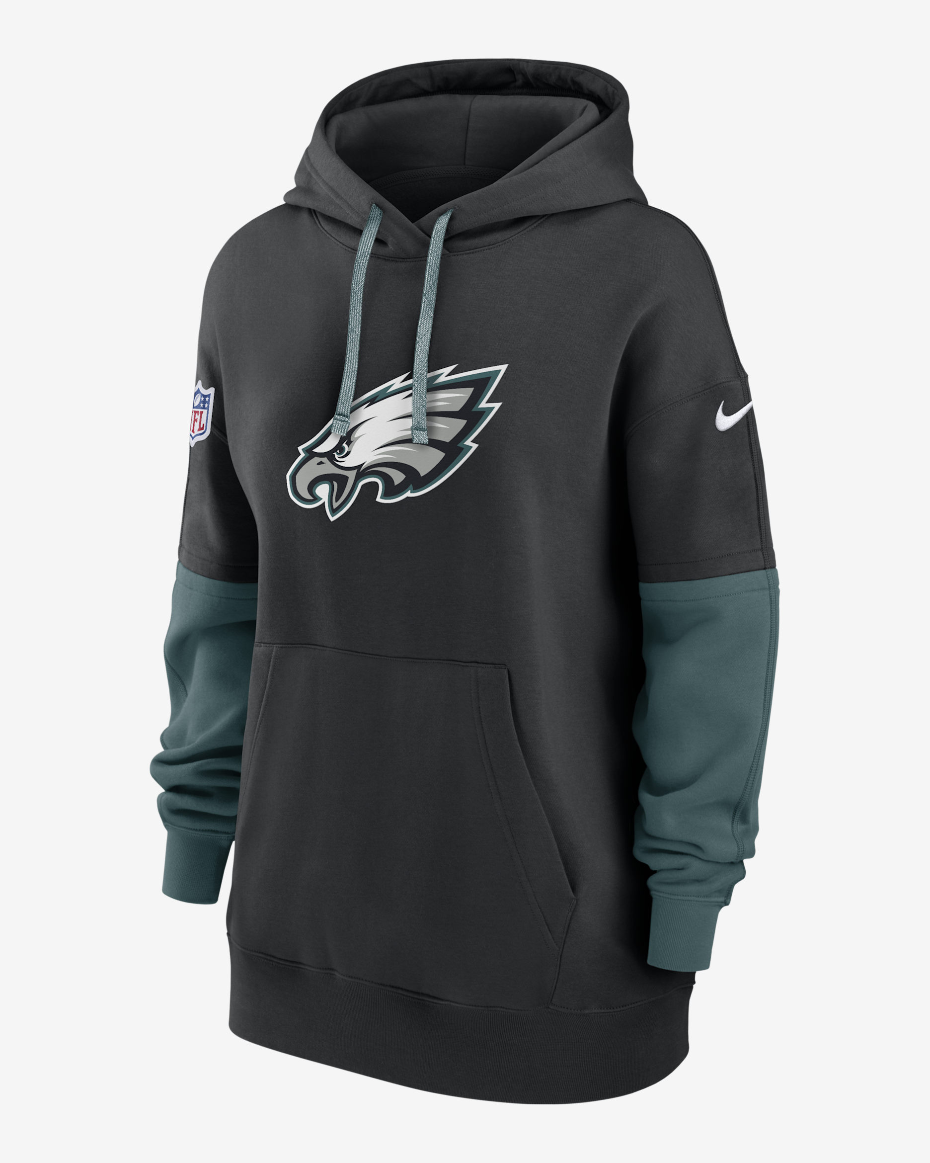 Sudadera con gorro sin cierre Nike de la NFL para mujer Philadelphia Eagles Sideline Essential - Negro