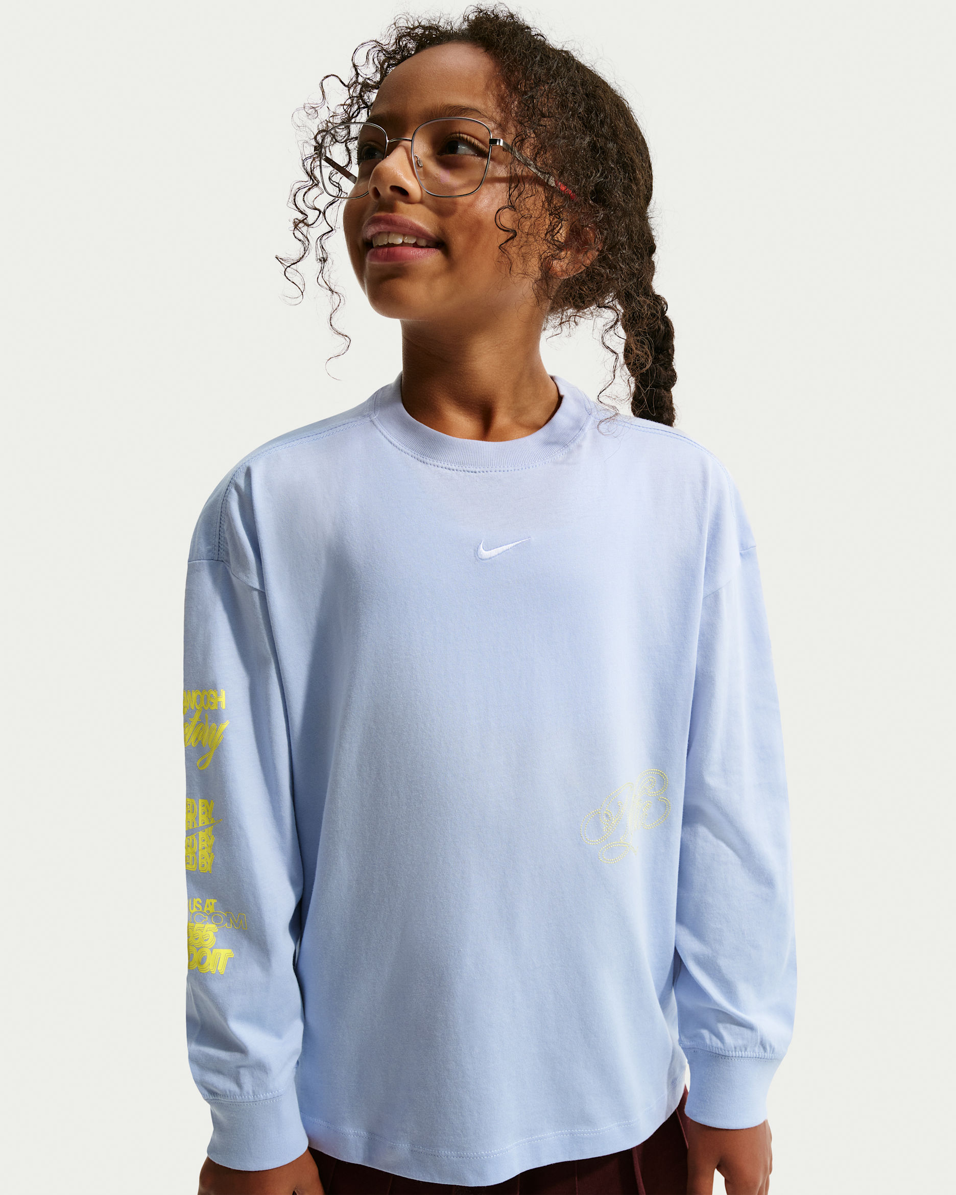 ナイキ スポーツウェア ジュニア（ガールズ）オーバーサイズド長袖Tシャツ - ゴースト