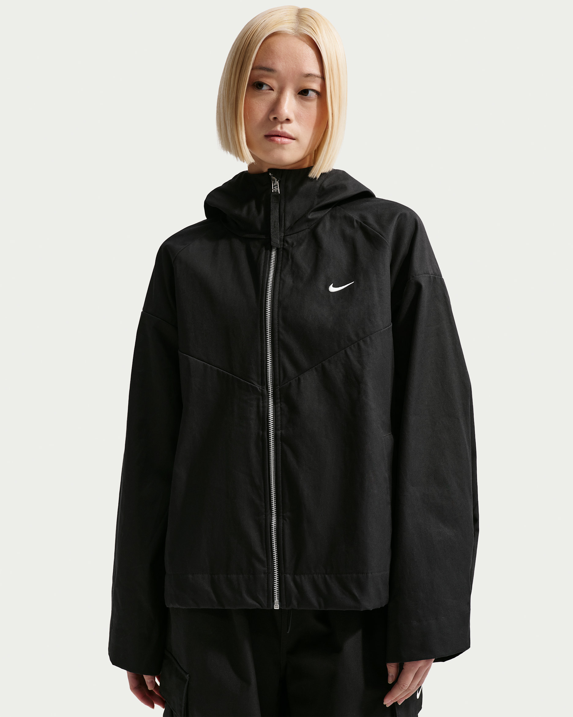 나이키 스포츠웨어 여성 오버사이즈 레인 재킷 - 블랙/세일