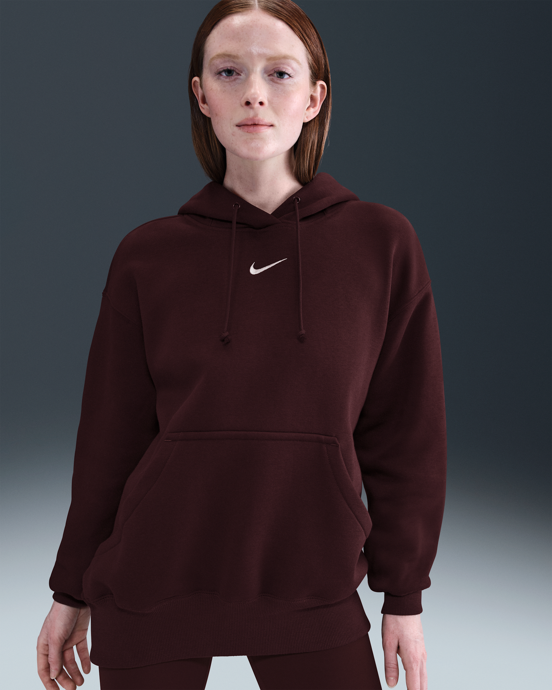 Sweat à capuche oversize Nike Sportswear Phoenix Fleece pour femme - Burgundy Crush/Sail