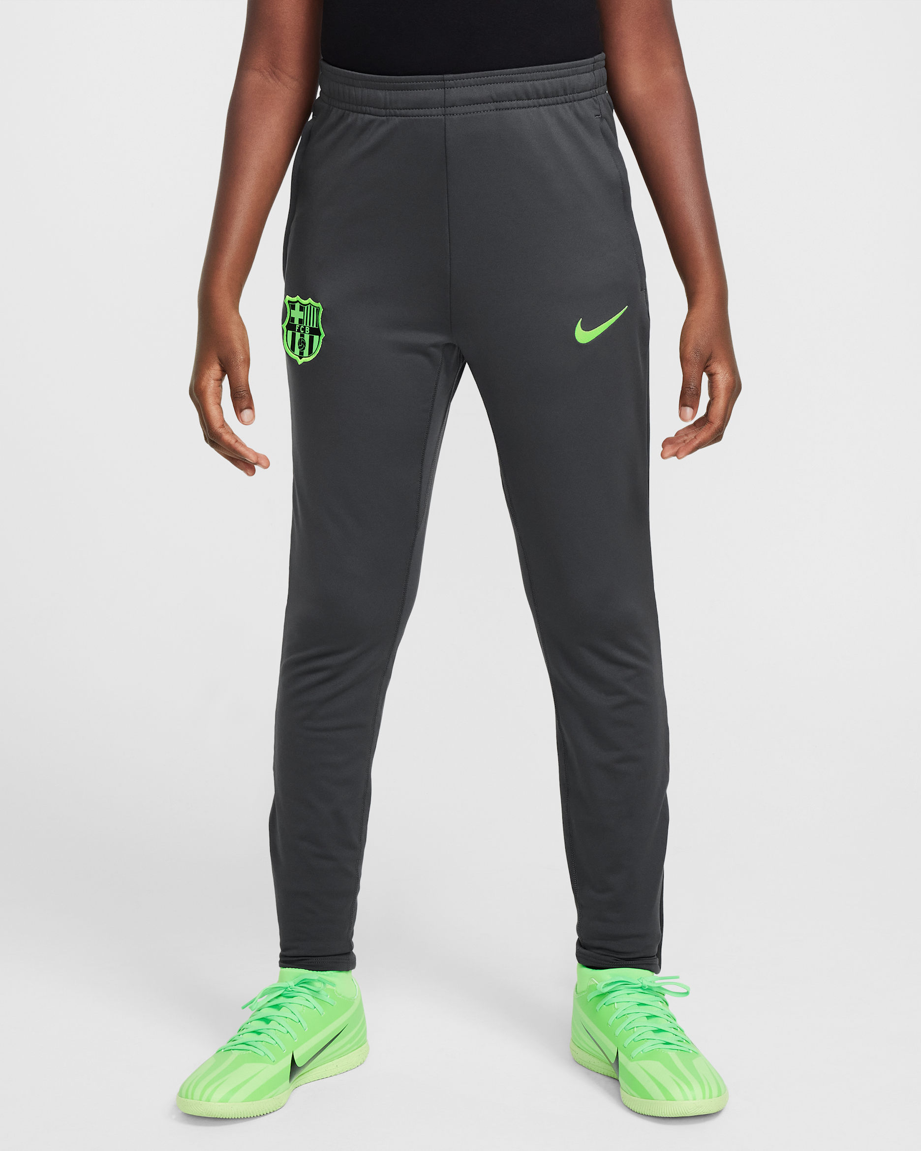 3e pantalon de foot Nike Dri-FIT FC Barcelona Strike pour ado - Anthracite/Old Royal/Lime Blast