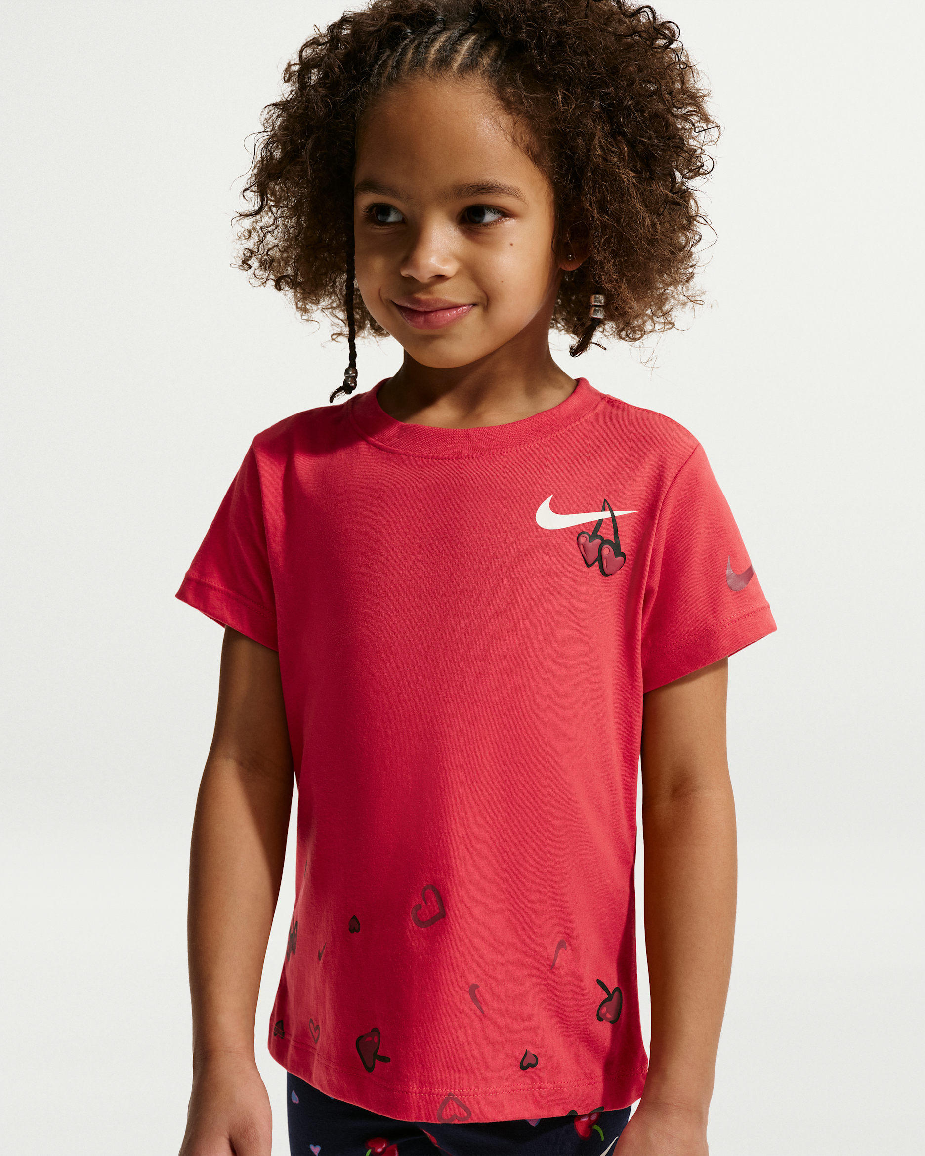 Playera de corte redondo para niños talla pequeña Nike Cherry - Rojo universitario