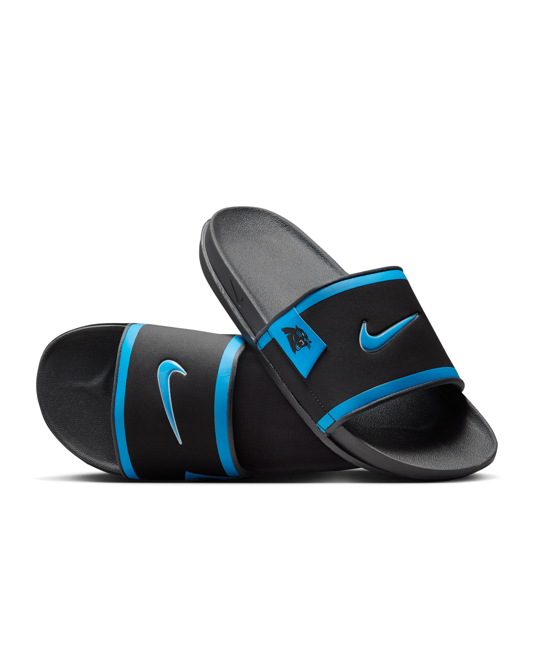 Nike Offcourt (Carolina Panthers) Offcourt Slides - Black/Dark Smoke Grey/Neptune Blue