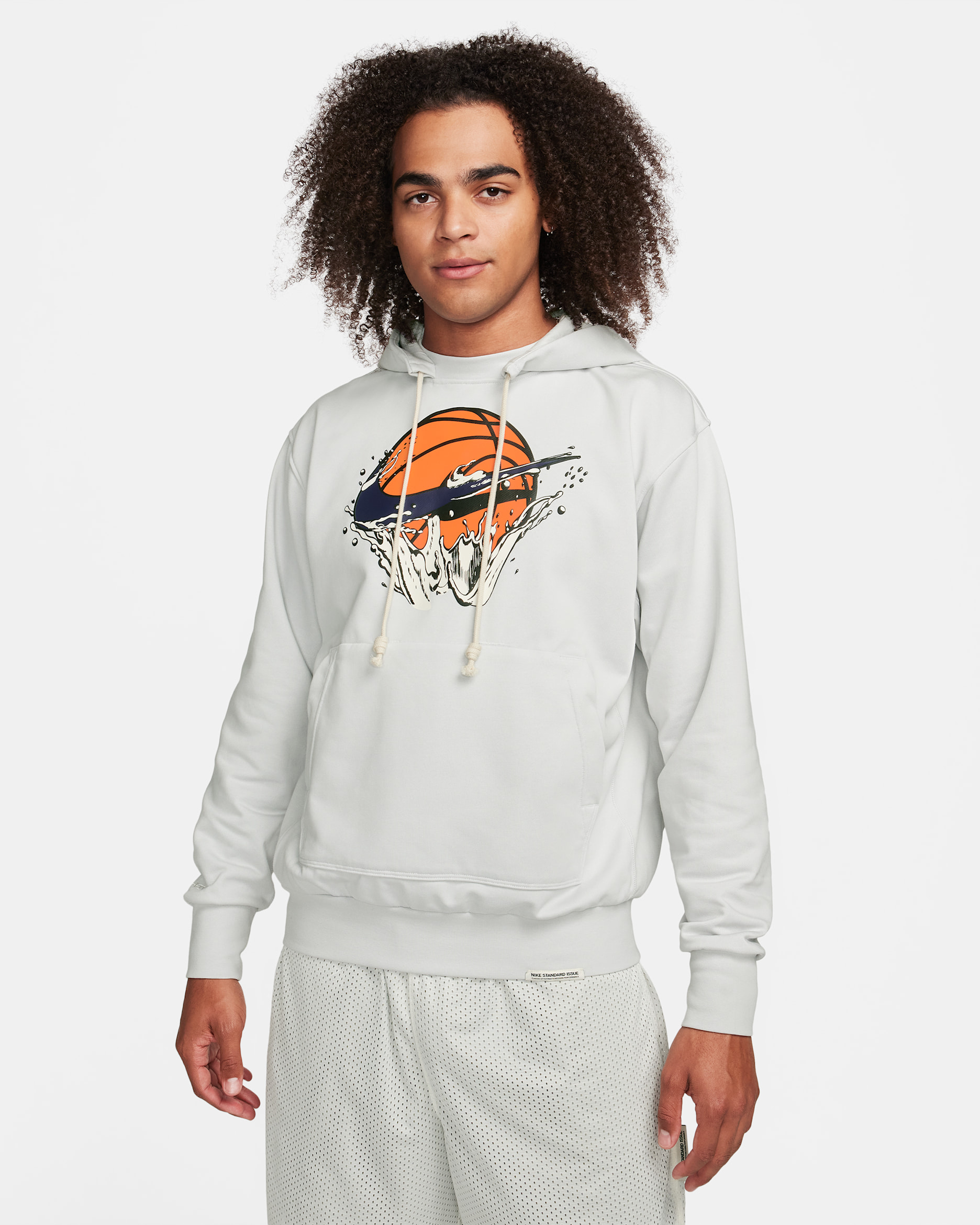 Nike Dri-FIT Standard Issue Men's Pullover Basketball Hoodie - Photon Dust/Purple Ink