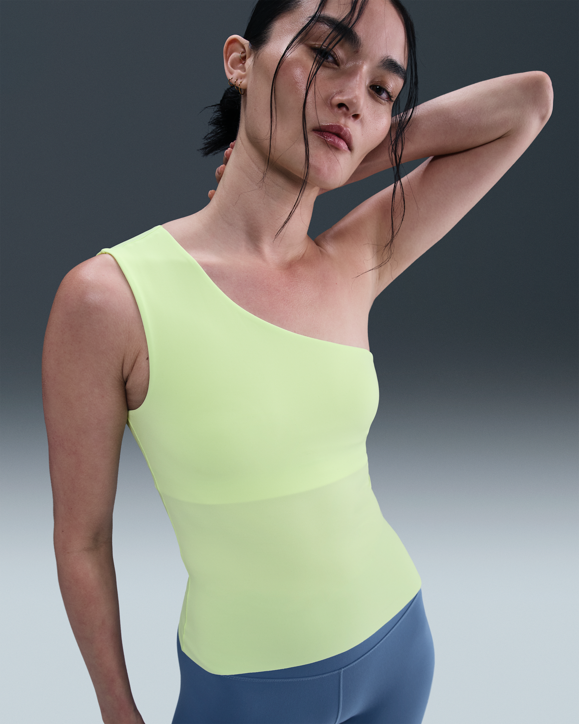 ナイキ ゼンビー ウィメンズ Dri-FIT アシンメトリカル タンクトップ - ベアリーボルト/ホワイト