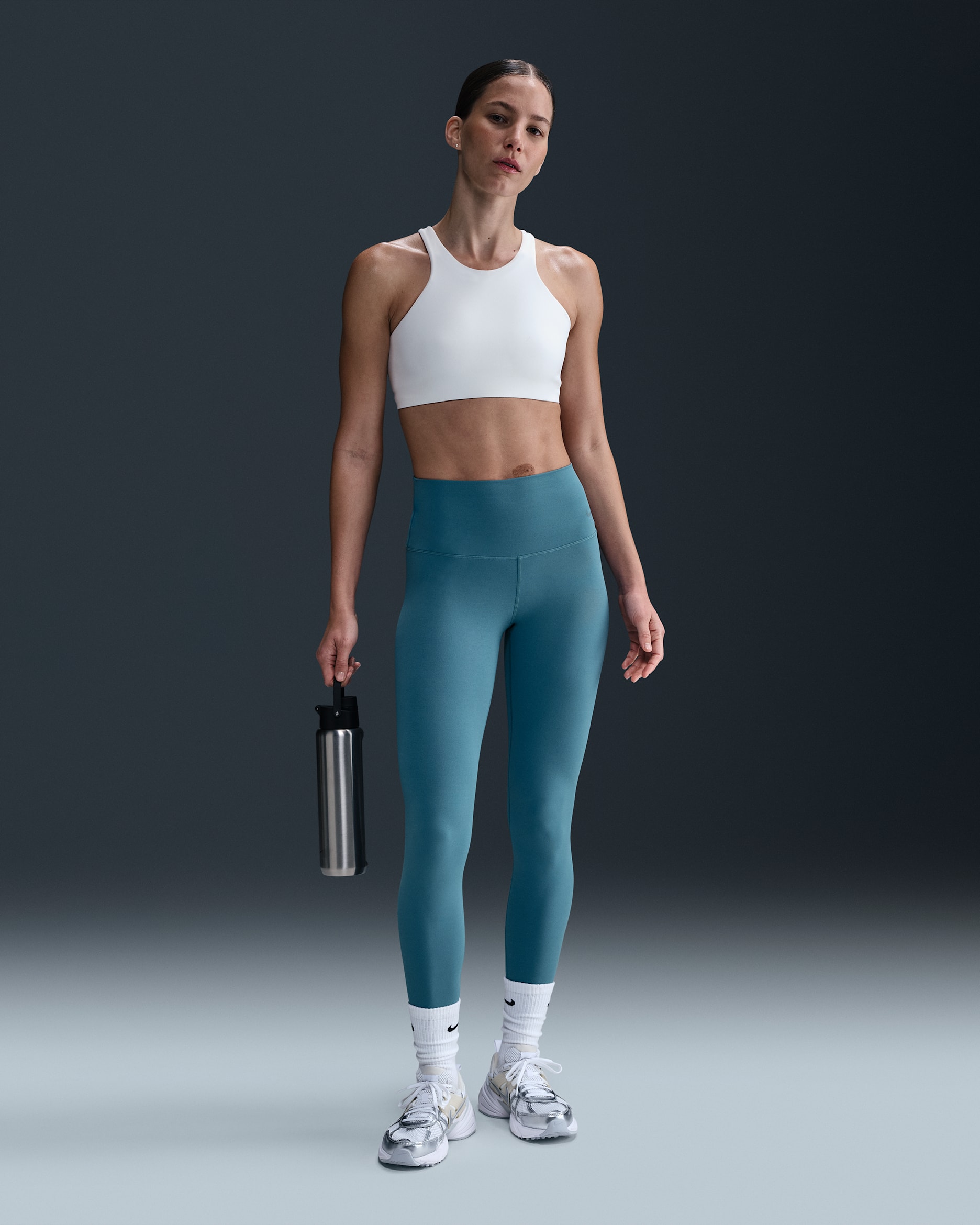 Nike Zenvy Women's High-Waisted Full-Length Leggings - Smoky Blue/Black