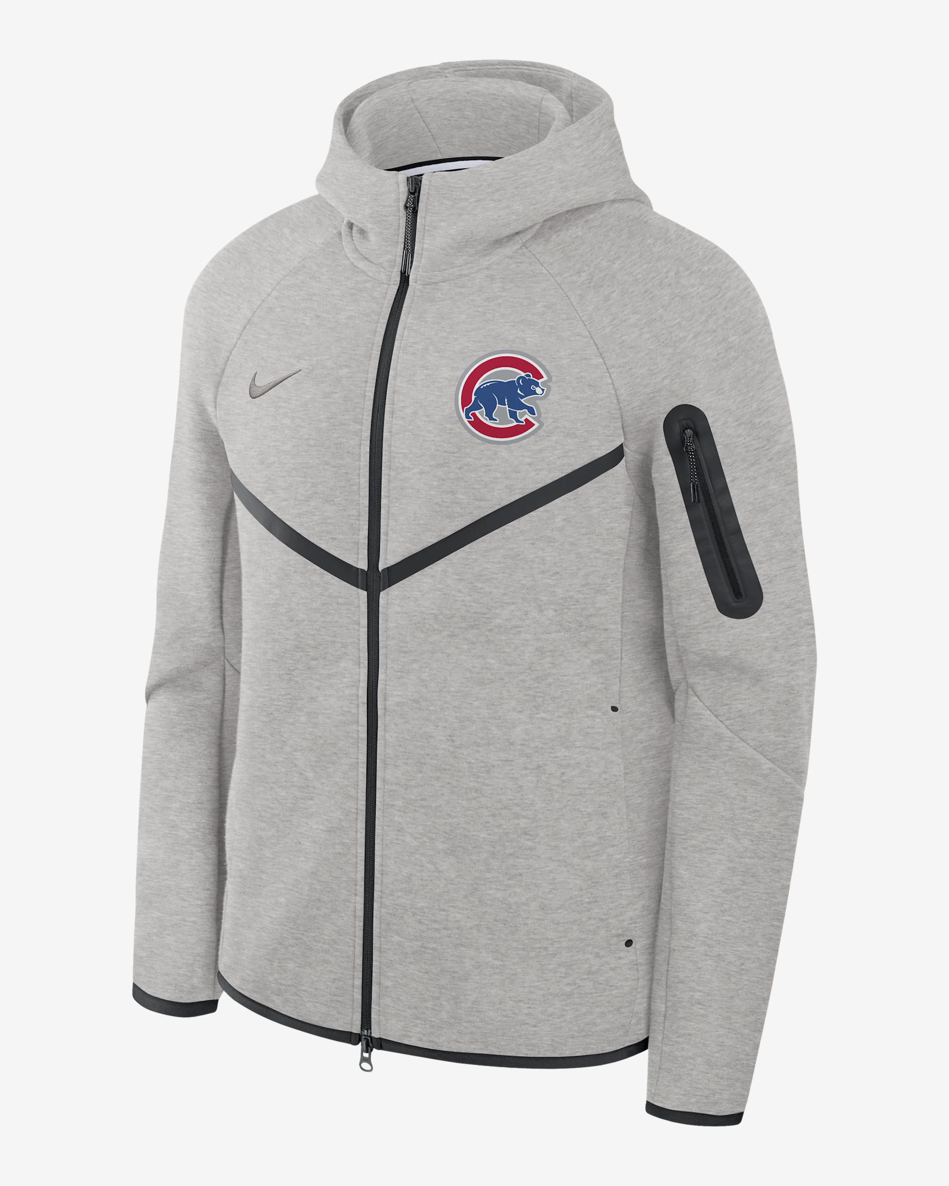 Chicago Cubs Tech Fleece Windrunner Men's Nike MLB Full-Zip Hooded Jacket - Dark Grey Heather
