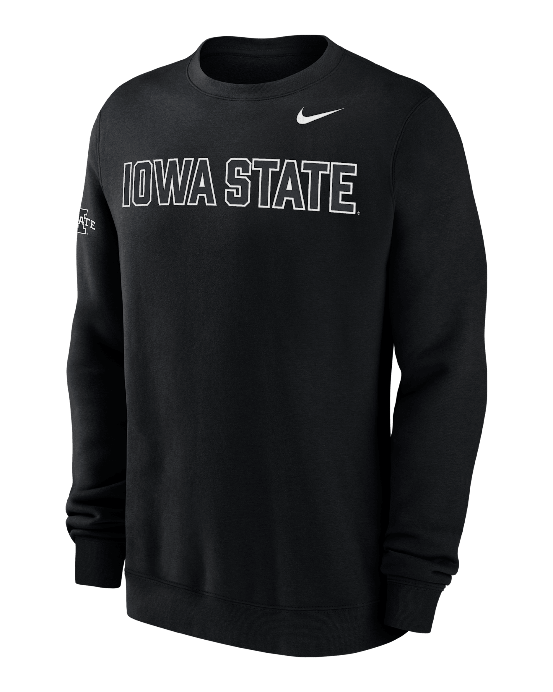 Iowa State Club Fleece Men's Nike College Crew-Neck Sweatshirt - Black