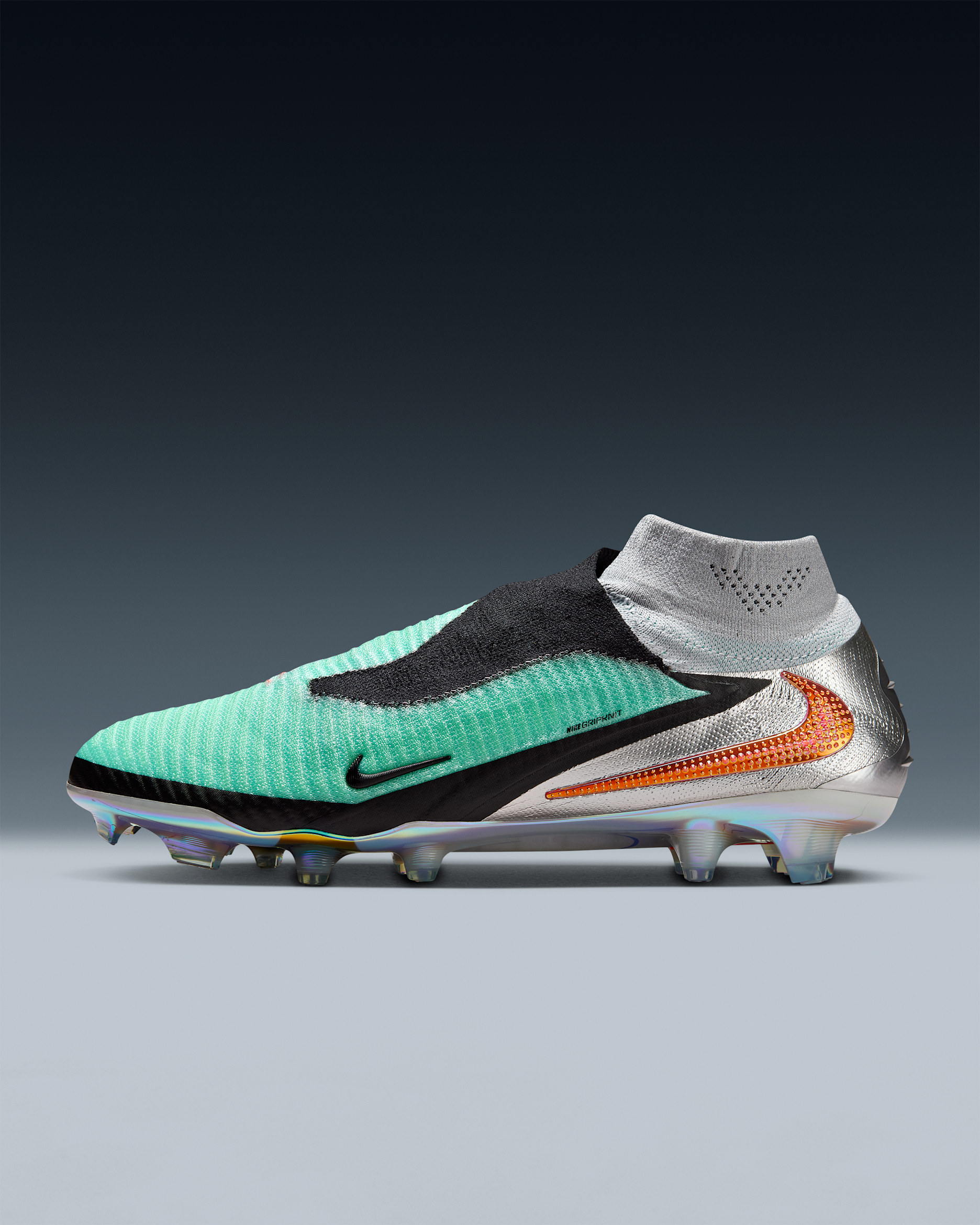 รองเท้าสตั๊ดฟุตบอลสำหรับพื้นสนามทั่วไป Nike Phantom 6 High Elite - Chrome/ดำ