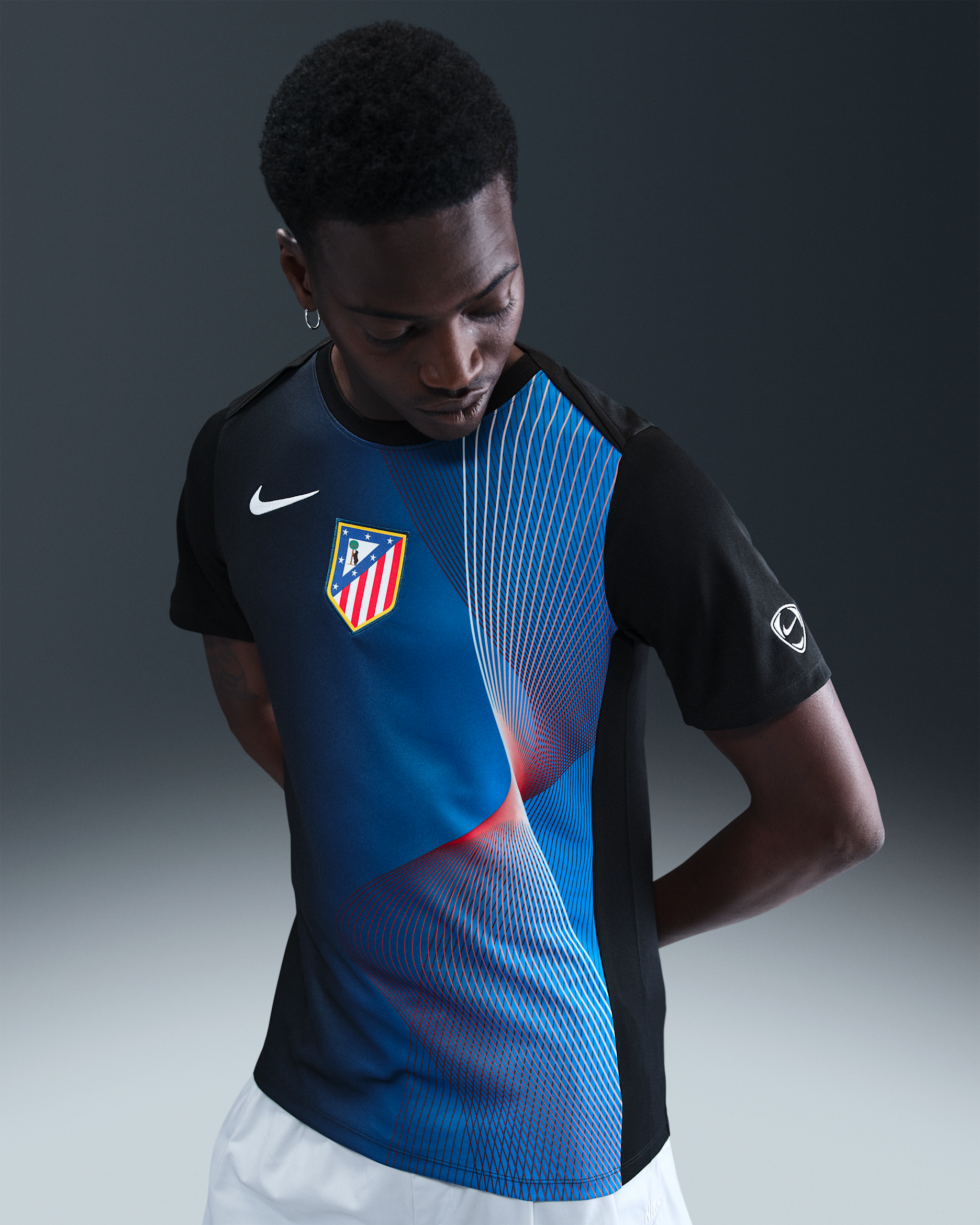 3e haut de foot d'avant-match Nike Dri-FIT Total 90 Atlético Madrid Academy Pro pour homme - Noir/Blanc/Blanc