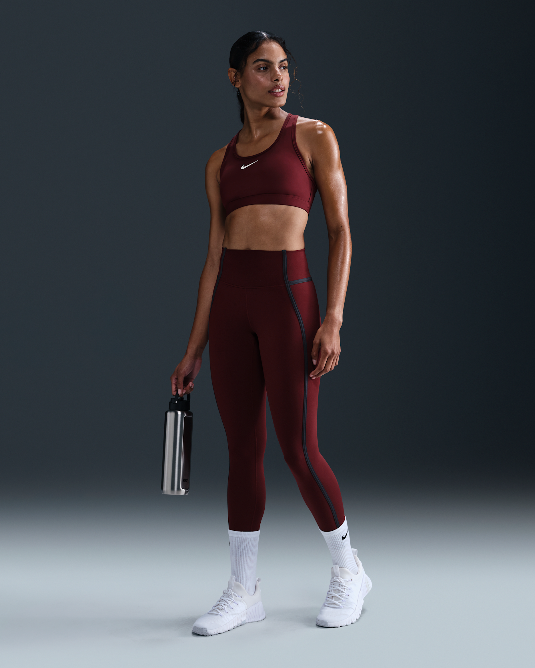 Nike One Women's High-Waisted 7/8 Leggings - Dark Team Red/Armory Navy/Black