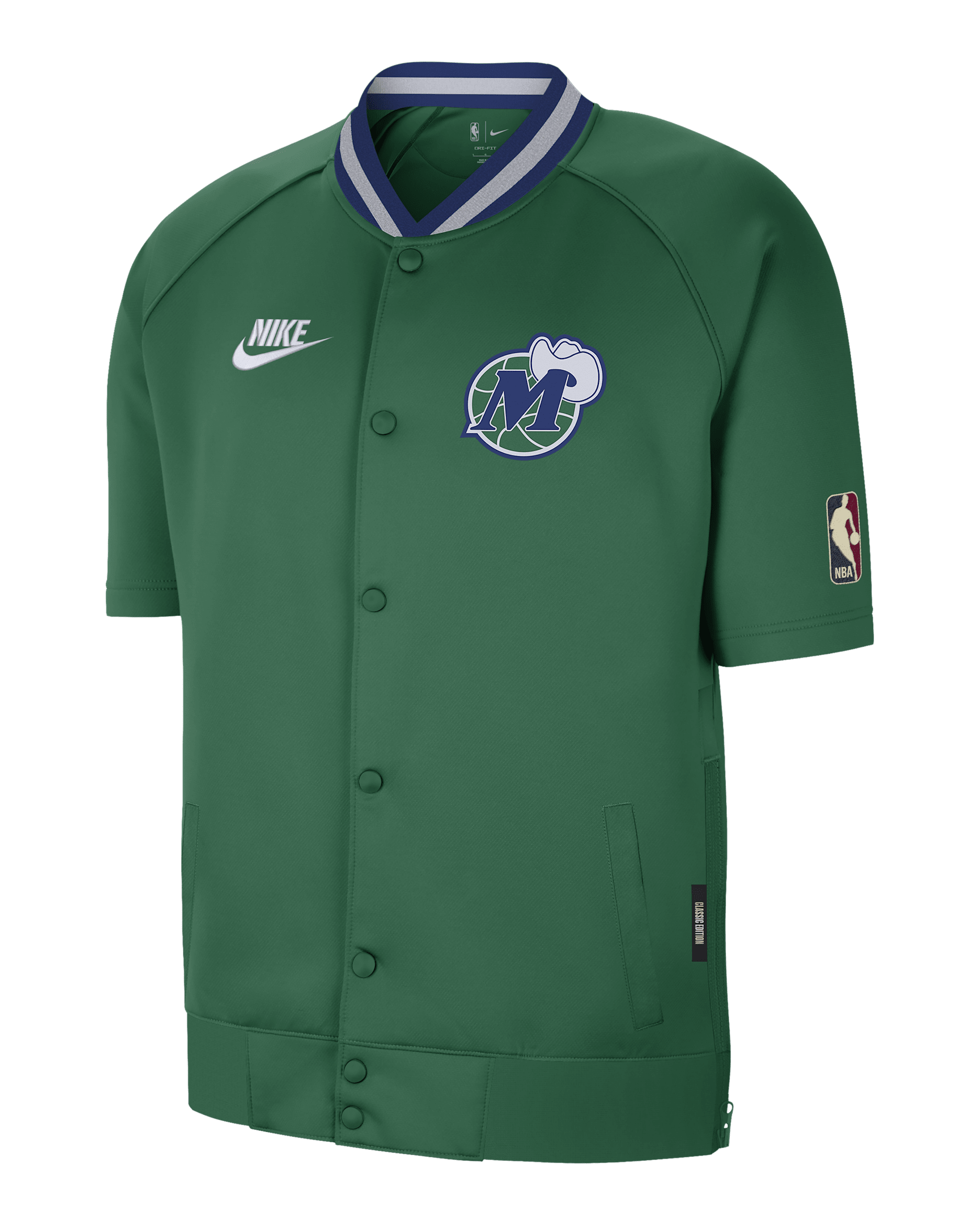 Dallas Mavericks Hardwood Classics Men's Nike Dri-FIT NBA Short-Sleeve Jacket - Clover