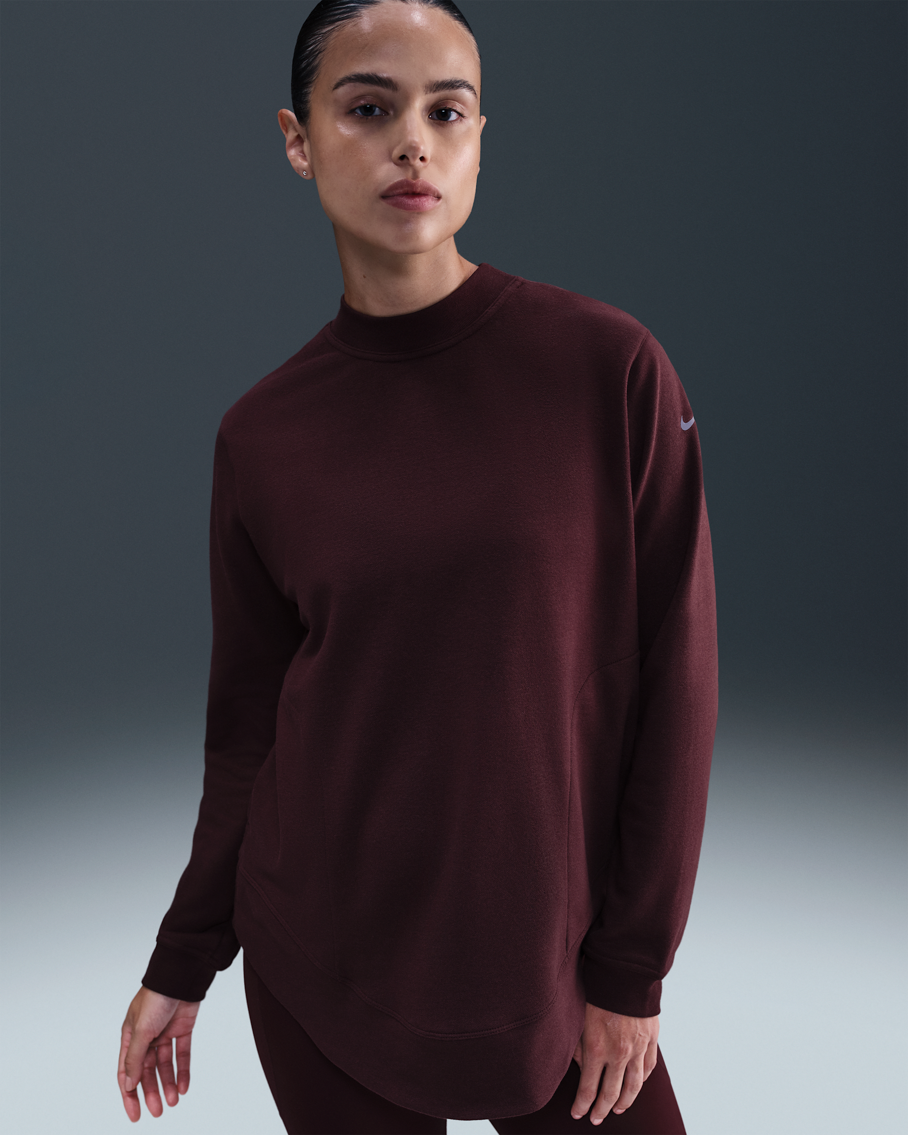 Nike (M) One Women's Reversible French Terry Sweatshirt Top (Maternity) - Burgundy Crush
