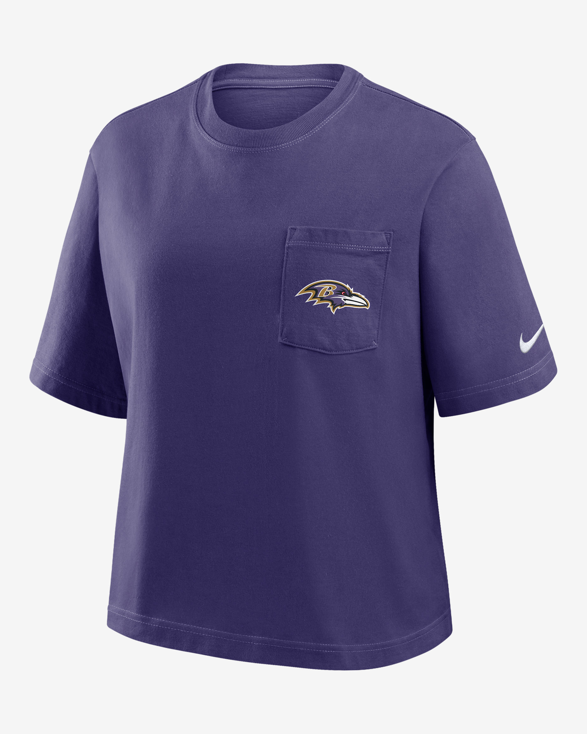 Baltimore Ravens Rewind Pocket Boxy Women's Nike NFL T-Shirt - Purple