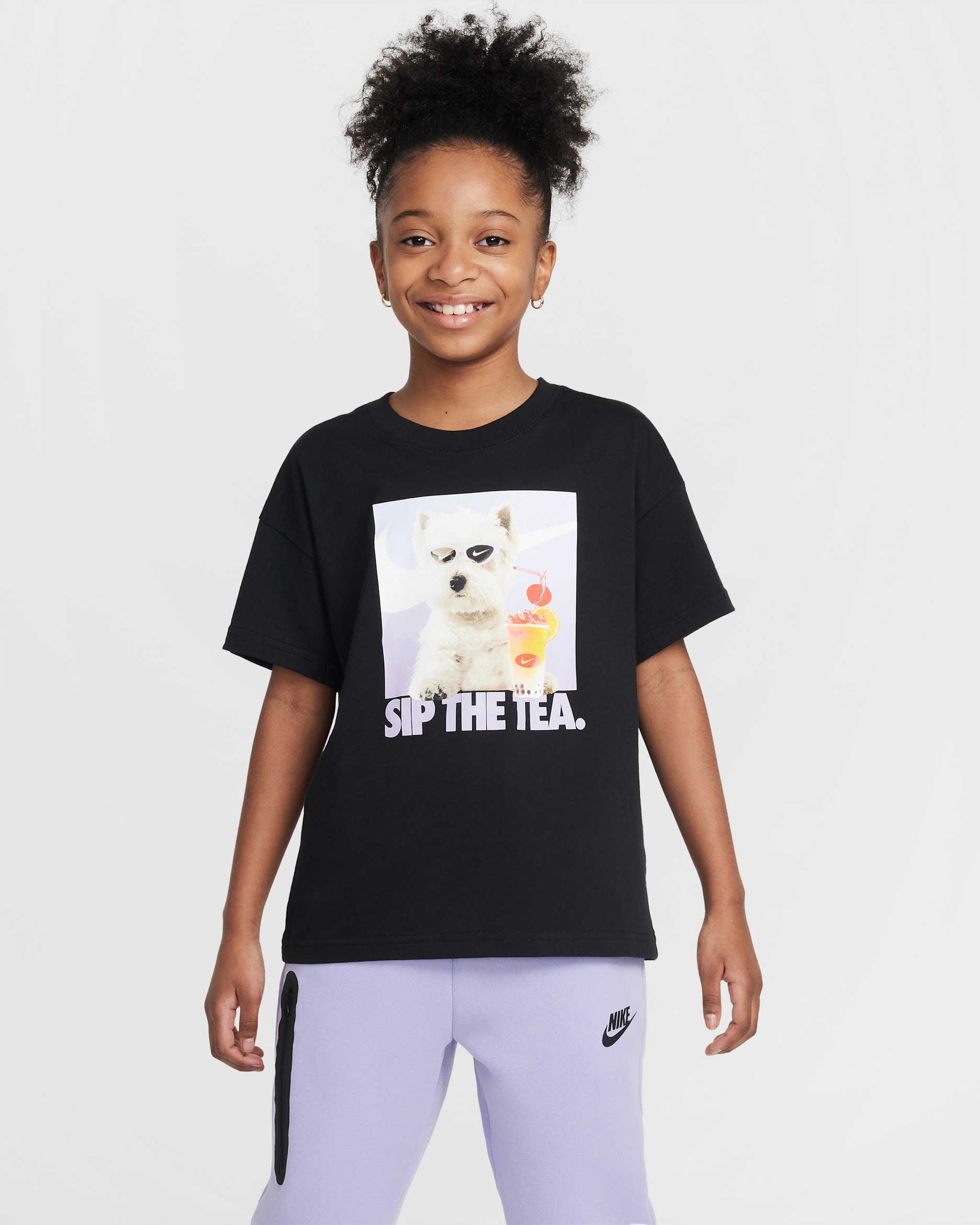 Nike Sportswear 大童 (女童) T 恤 - 黑色