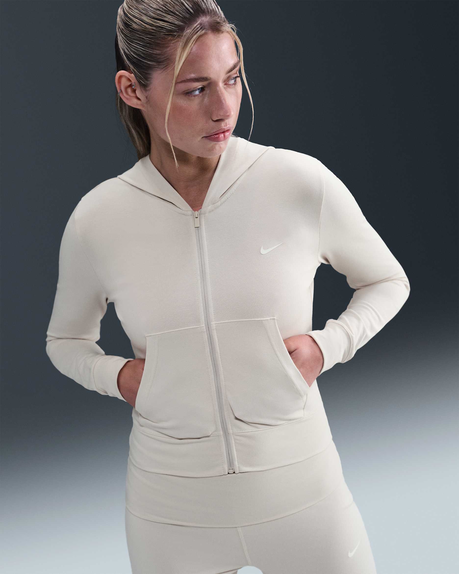 Nike Sportswear Women's Full-Zip Hooded Long-Sleeve Top - Light Orewood Brown/Sail