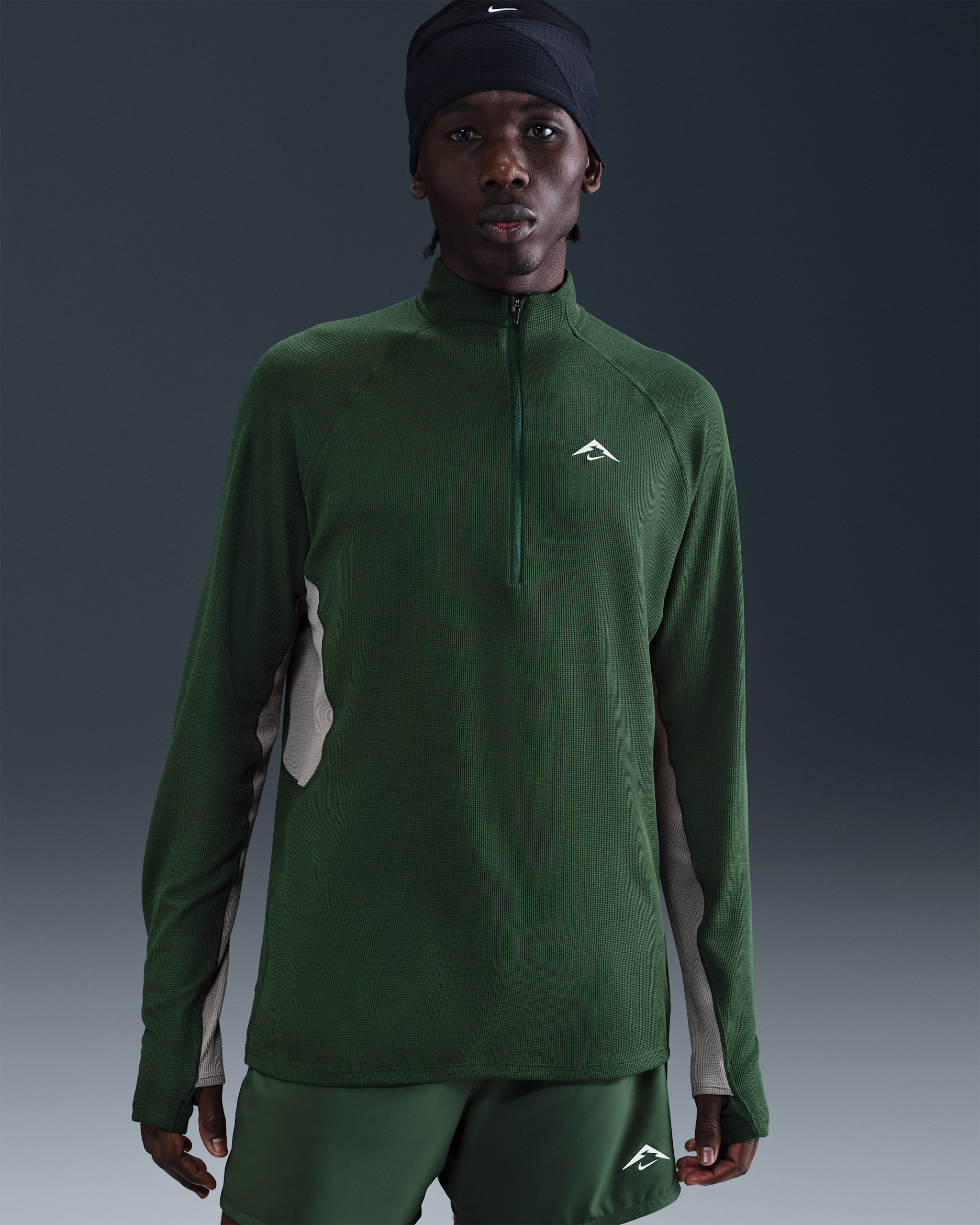 Nike Trail Men's Dri-FIT 1/2-Zip Mid Layer Top - Fir/Clay Green/Summit White